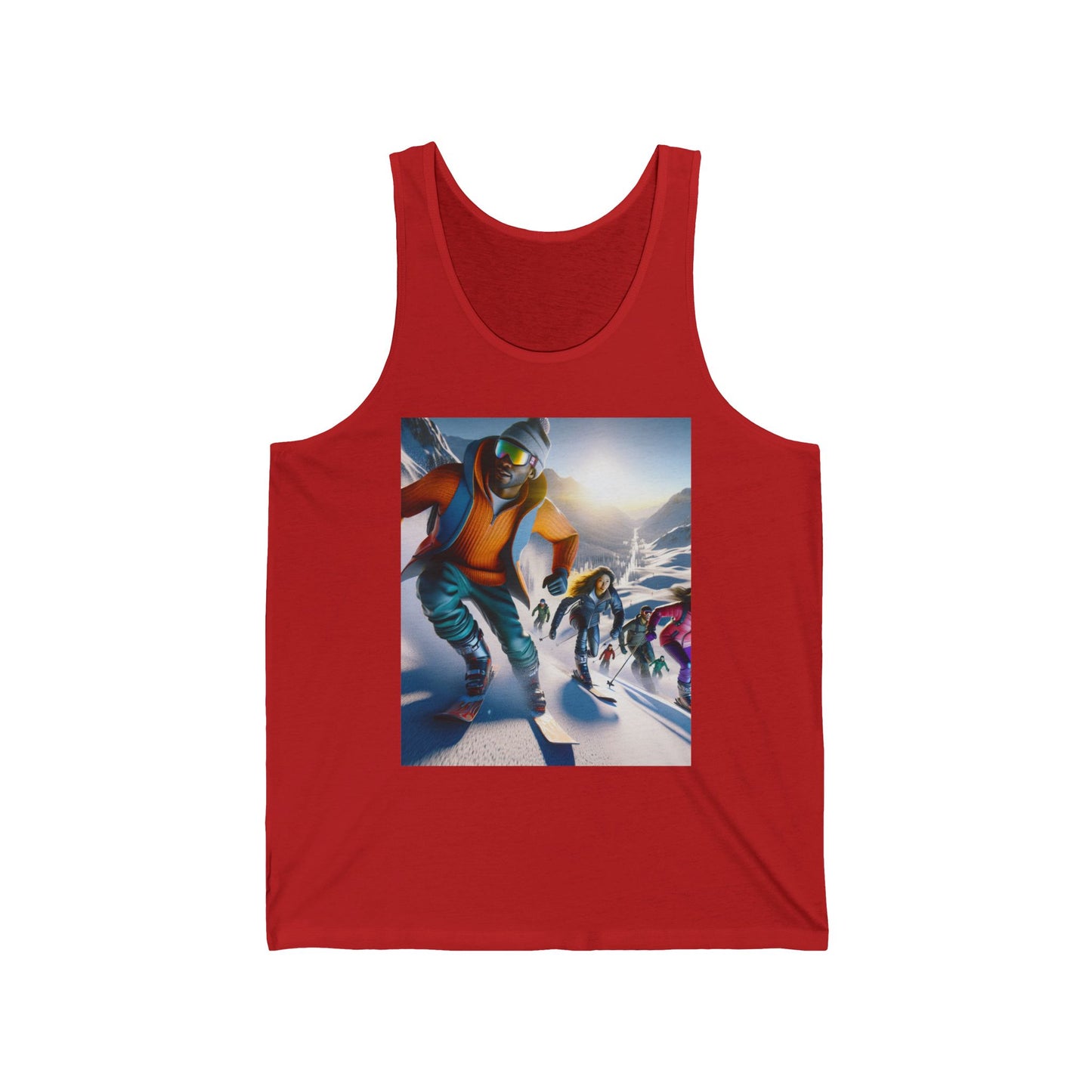 Skiing Unisex Jersey Tank Top - Perfect for Festivals & Casual Wear