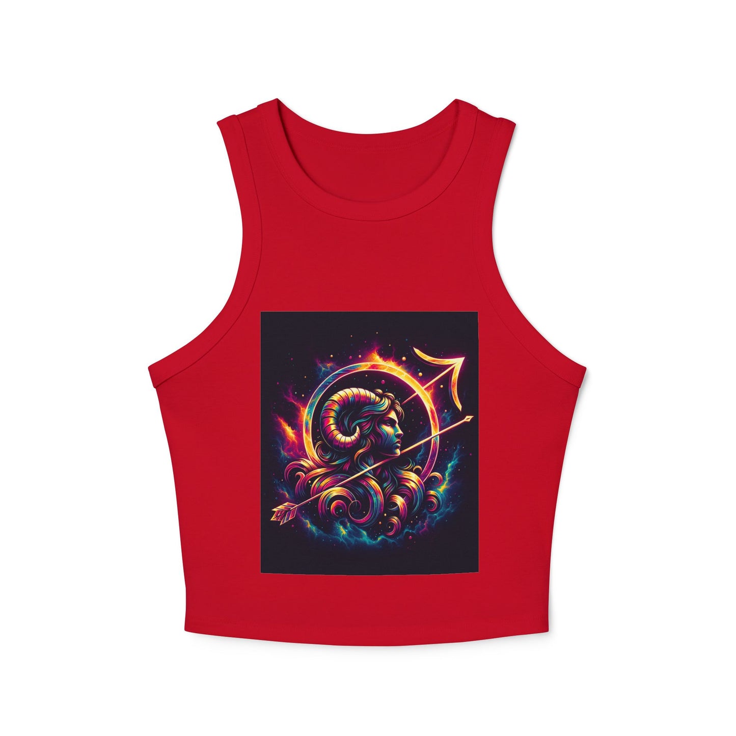 Sagittarius Women's Micro Rib Racer Tank Top - Vibrant Galaxy Design