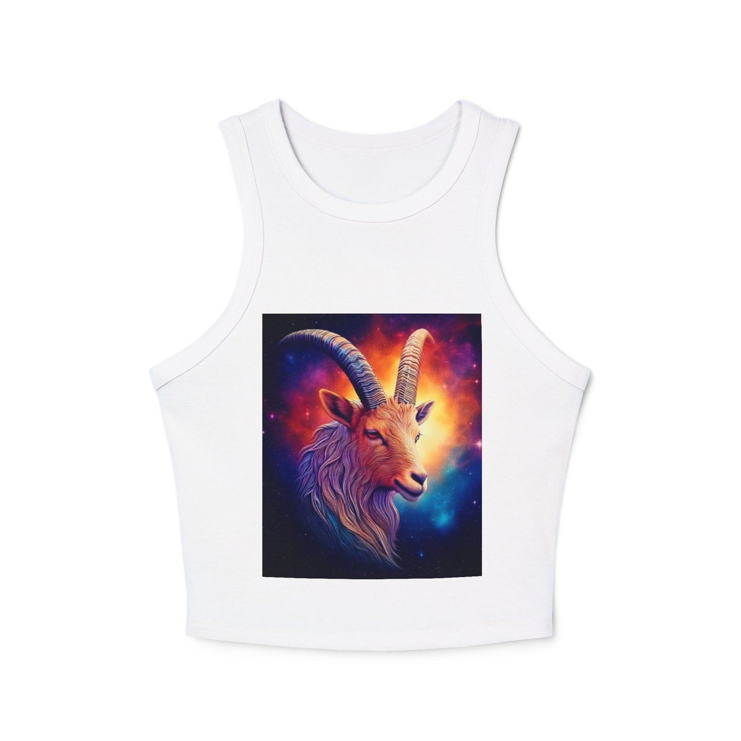 Capricorn Women's Micro Rib Racer Tank Top - Vibrant Galaxy Design