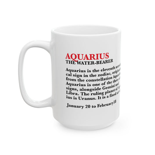 Aquarius Zodiac Ceramic Mug, Astrology Coffee Cup, Horoscope Drinkware for Aquarius Lovers, January/February Birthday Gift,