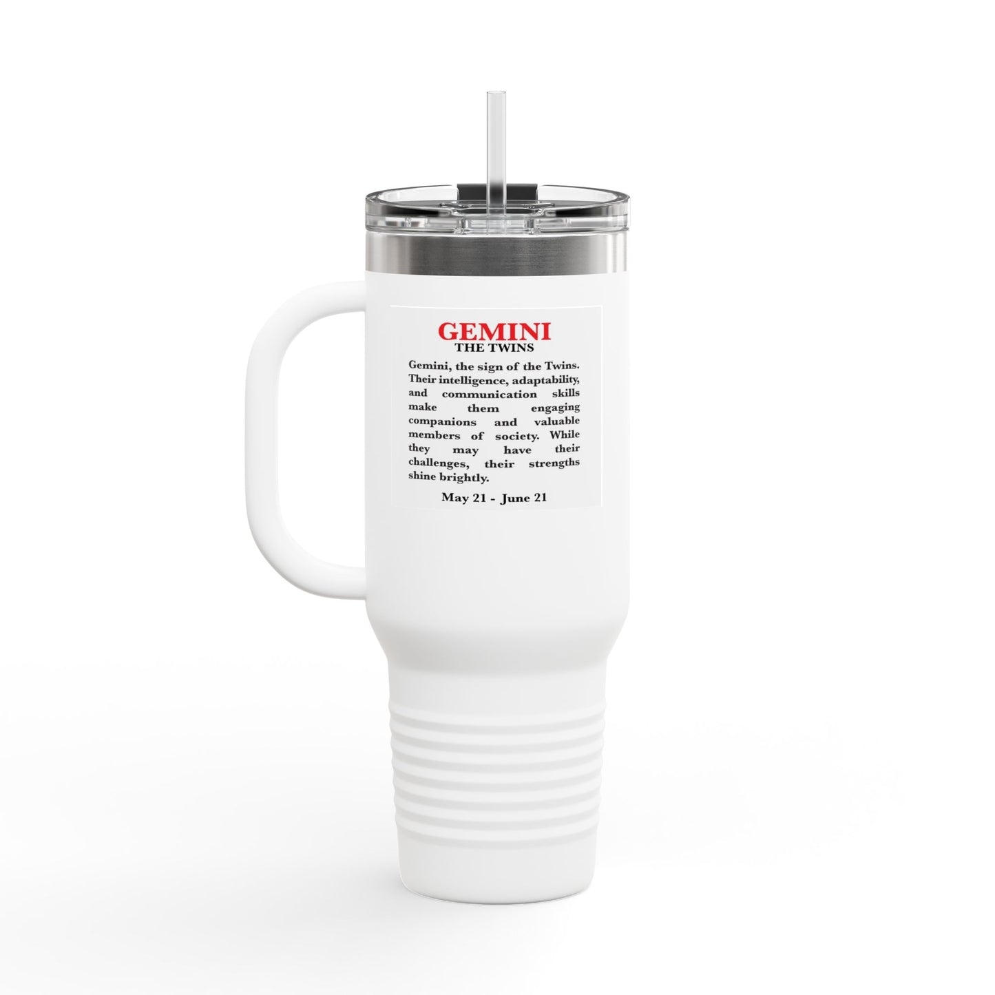 Gemini Insulated Travel Mug, 40oz, Perfect for Zodiac Fans, Coffee, Tea, Water