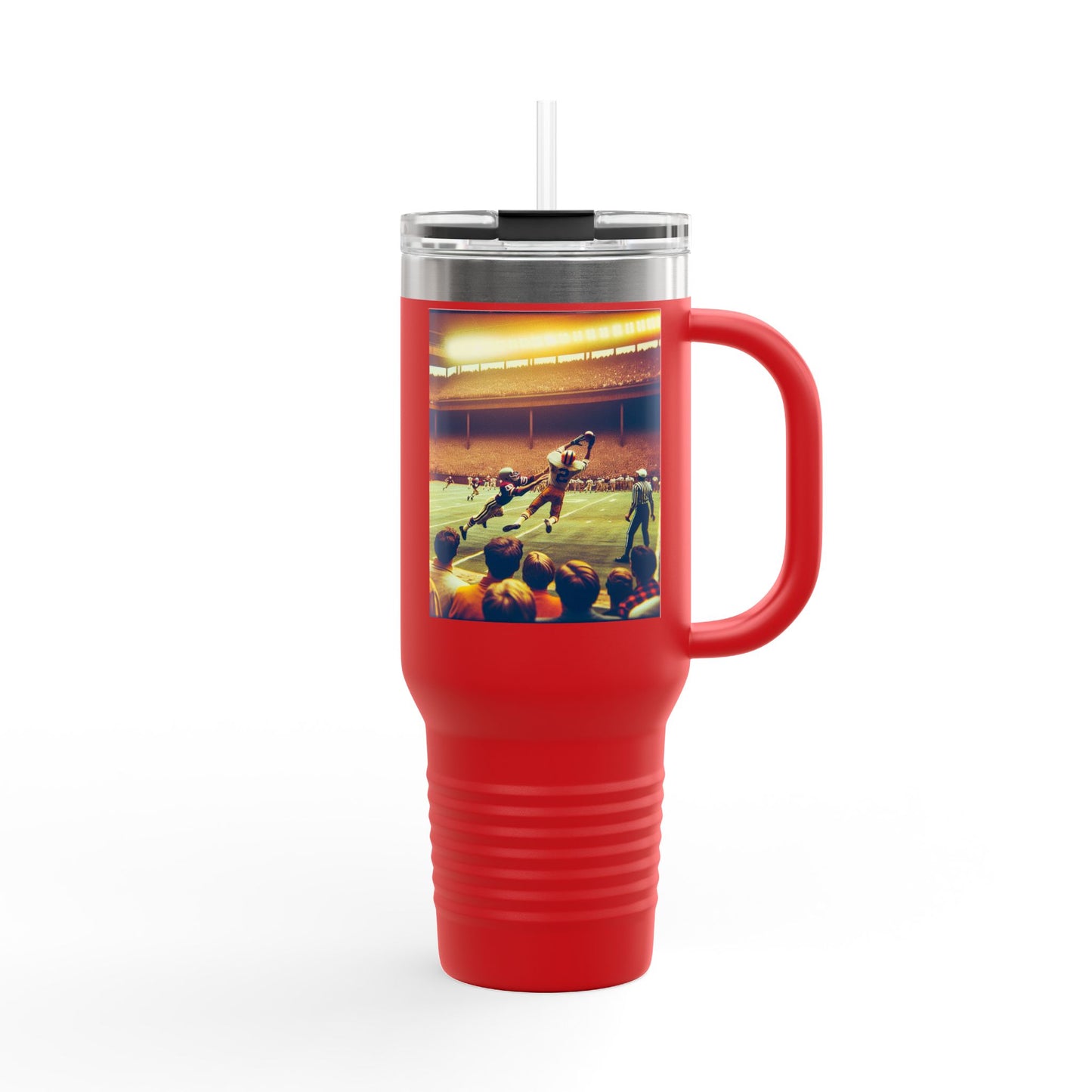 Vintage Football Insulated Travel Mug, 40oz, Perfect for Fans, Leagues, Game Day, Sports Events, Coffee, Tea, Water