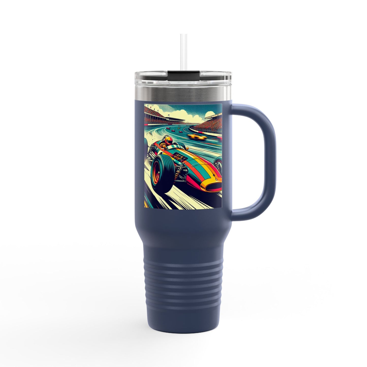 Vintage F1 Insulated Travel Mug, 40oz, Perfect for Fans, Sports Events, Coffee, Tea, Water