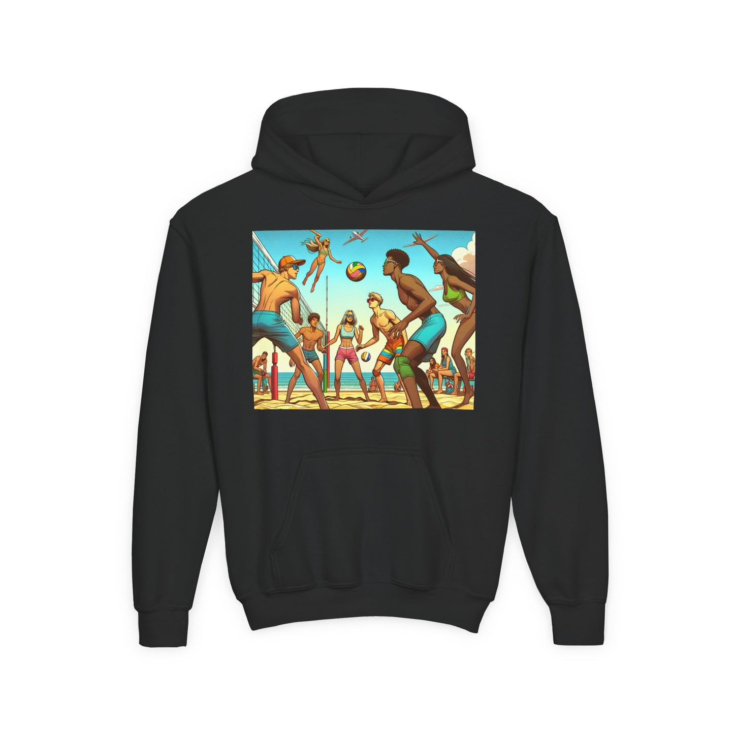 Volleyball Youth Hoodie - Sporty Heavy Blend Sweatshirt for Young Athletes
