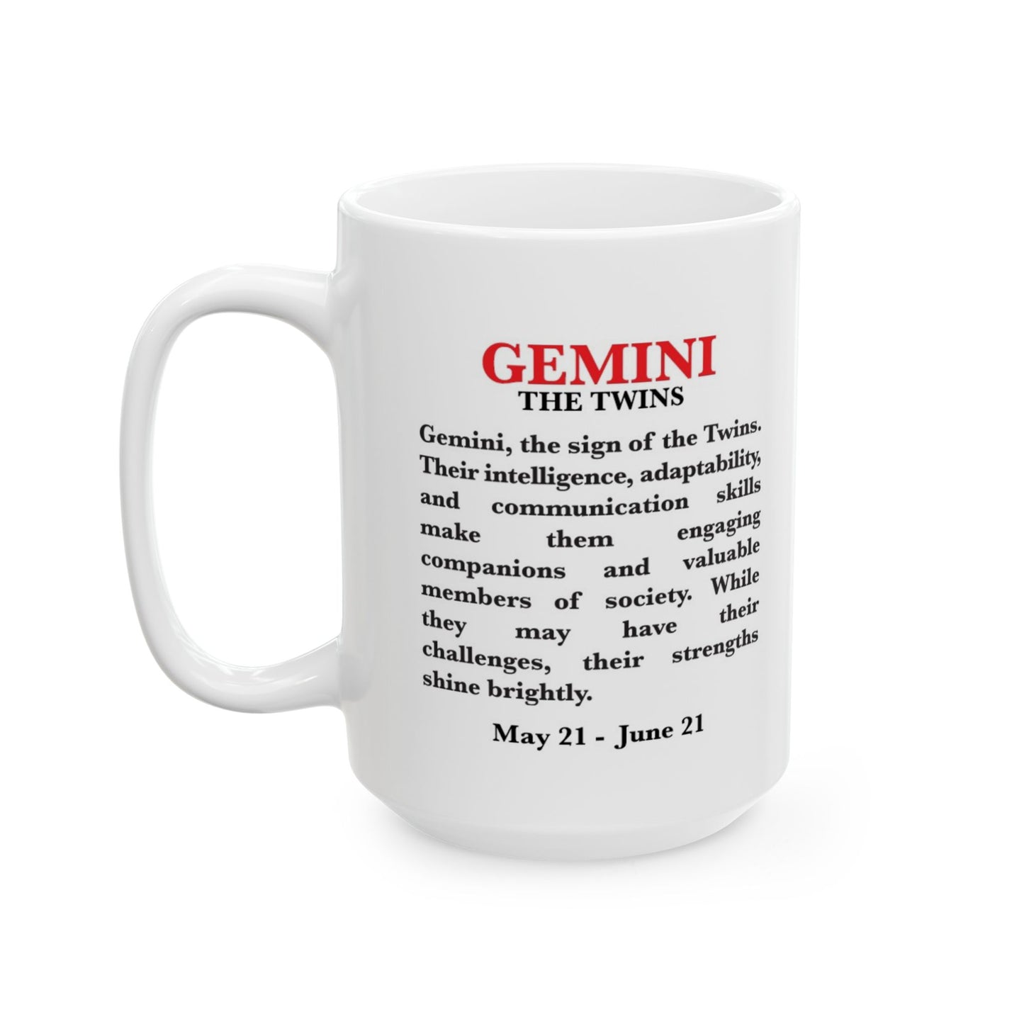 Gemini Zodiac Ceramic Mug, Astrology Coffee Cup, Horoscope Drinkware for Gemini Lovers, May/June Birthday Gift, Star Sign Mug