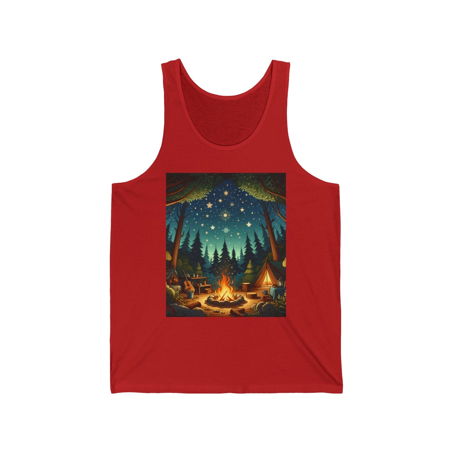 Camping Unisex Jersey Tank Top - Perfect for Festivals & Casual Wear