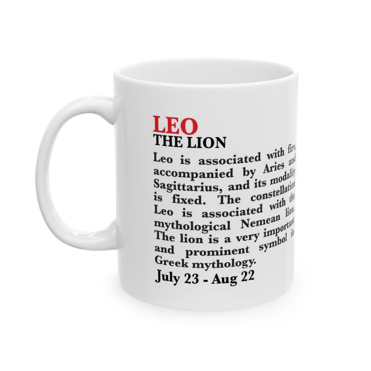 Leo Zodiac Ceramic Mug, Astrology Coffee Cup, Horoscope Drinkware for Leo Lovers, July/August Birthday Gift, Star Sign Mug