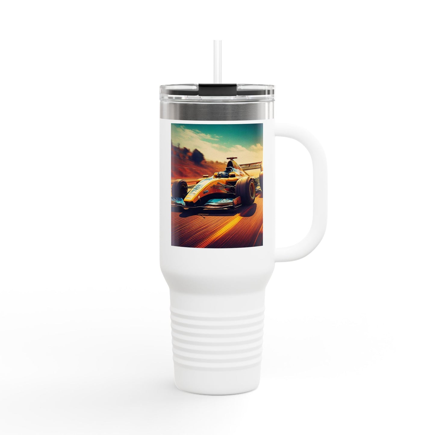 Vintage F1 Insulated Travel Mug, 40oz, Perfect for Fans, Sports Events, Coffee, Tea, Water