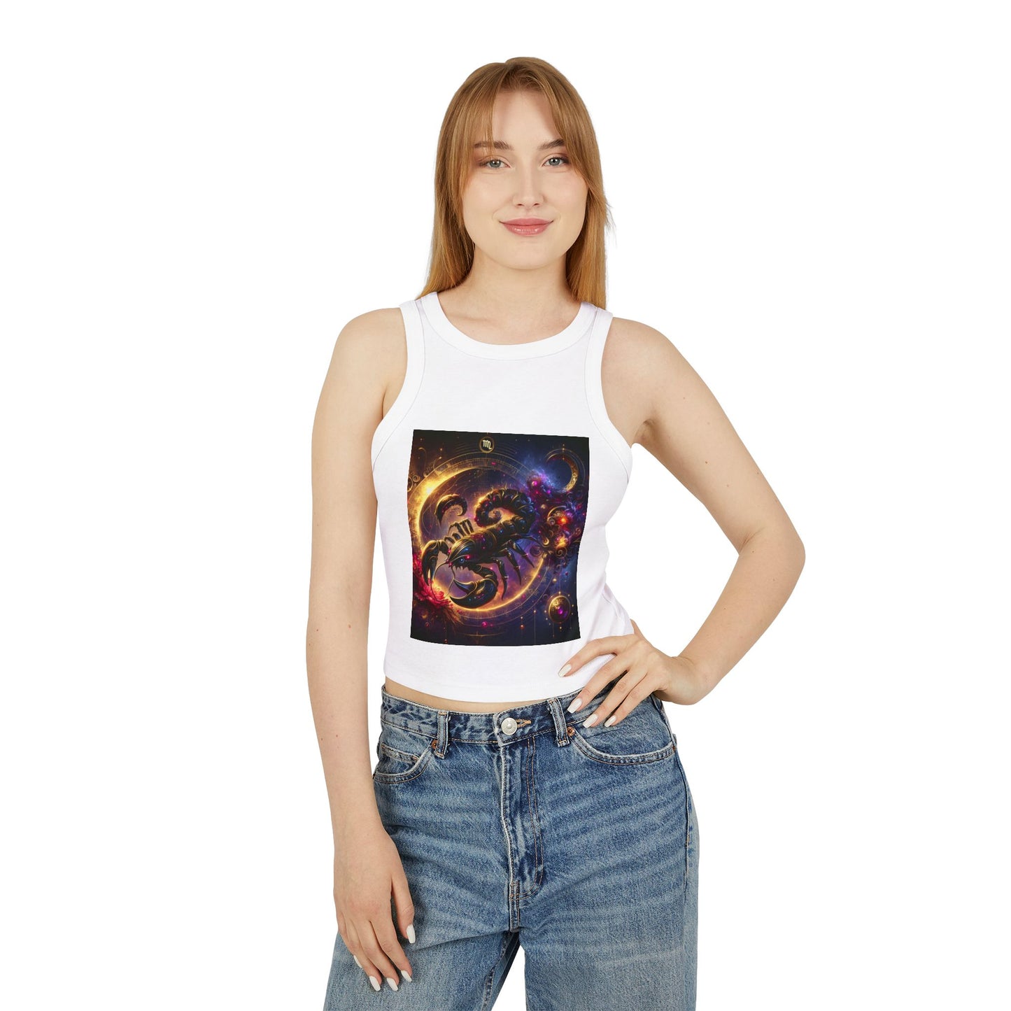 Scorpio Women's Micro Rib Racer Tank Top - Vibrant Galaxy Design
