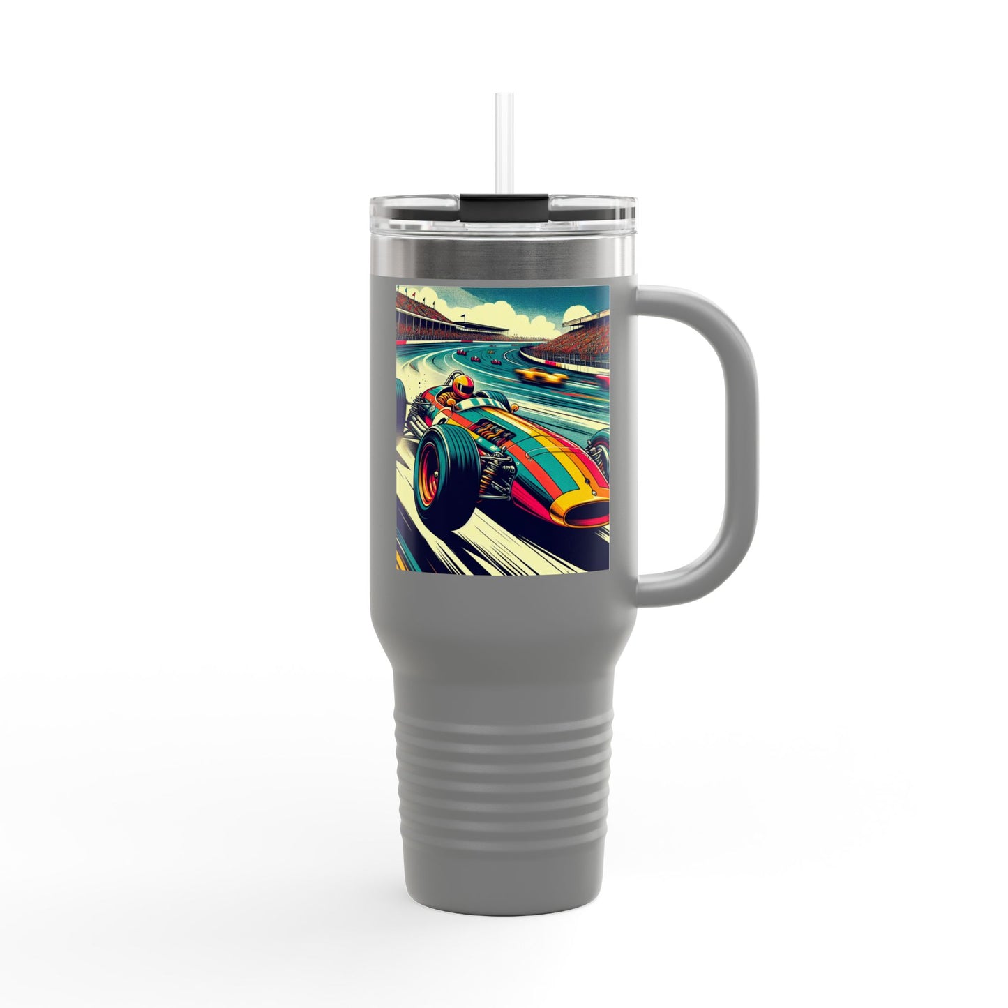 Vintage F1 Insulated Travel Mug, 40oz, Perfect for Fans, Sports Events, Coffee, Tea, Water