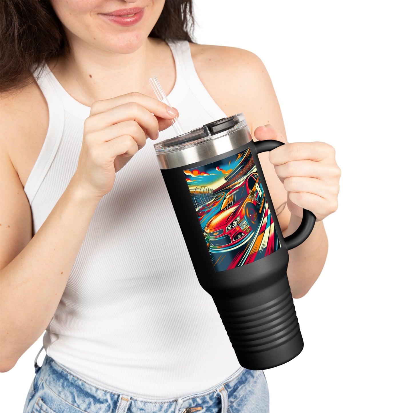 Vintage NASCAR Insulated Travel Mug, 40oz, Perfect for Fans, Sports Events, Coffee, Tea, Water