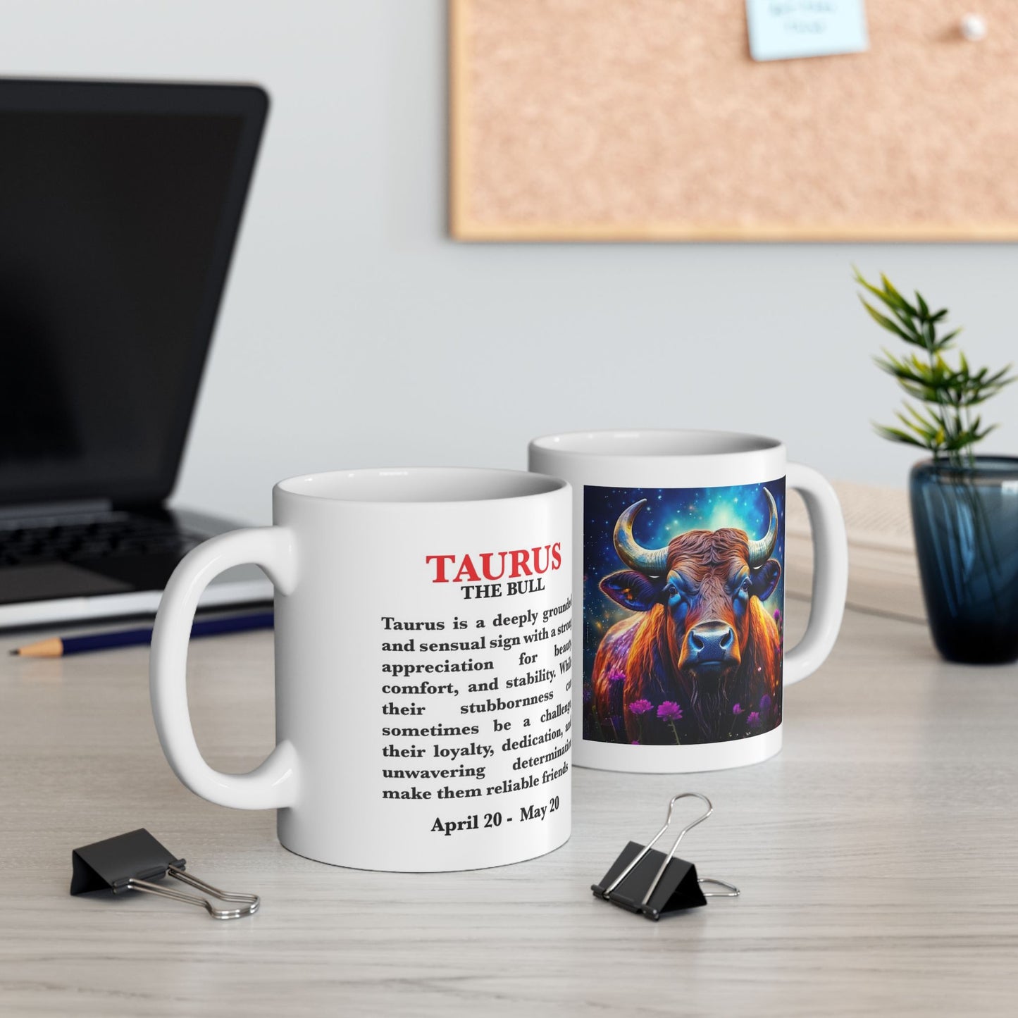 Taurus Zodiac Ceramic Mug, Astrology Coffee Cup, Horoscope Drinkware for Taurus Lovers, May/June Birthday Gift, Star Sign Mug