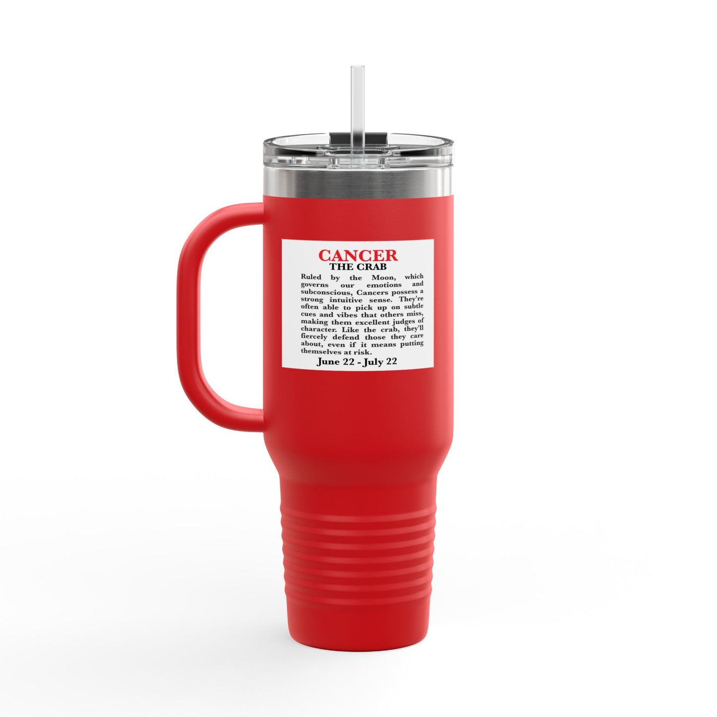 Cancer Insulated Travel Mug, 40oz, Perfect for Zodiac Fans, Coffee, Tea, Water