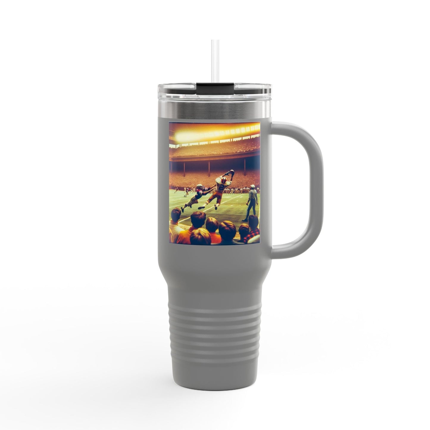 Vintage Football Insulated Travel Mug, 40oz, Perfect for Fans, Leagues, Game Day, Sports Events, Coffee, Tea, Water