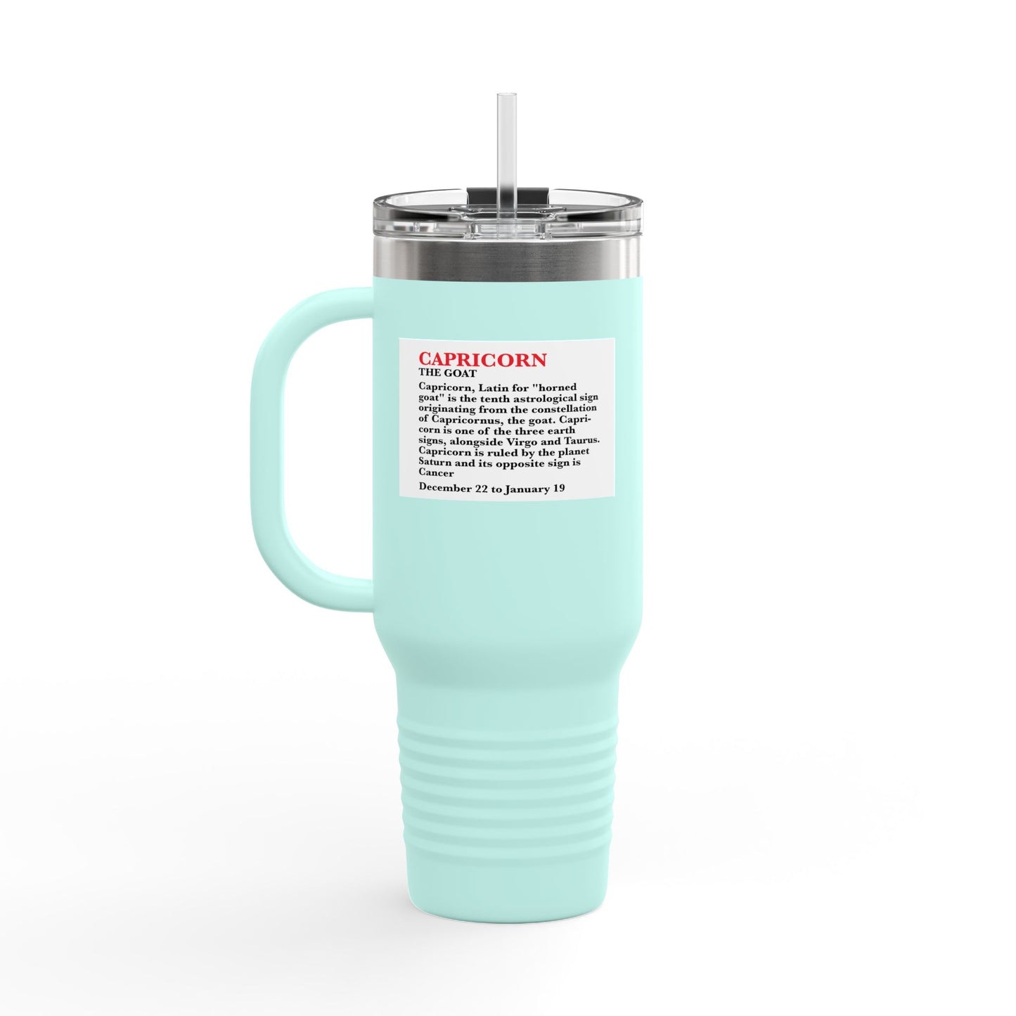 Capricorn Insulated Travel Mug, 40oz, Perfect for Zodiac Fans, Coffee, Tea, Water