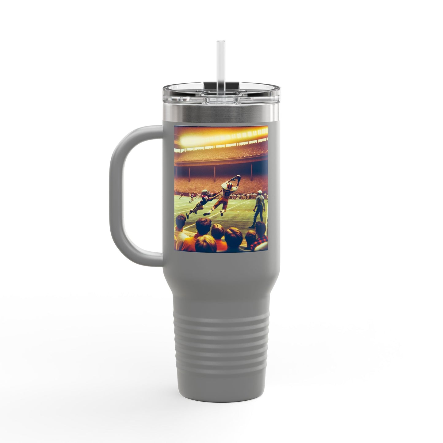 Vintage Football Insulated Travel Mug, 40oz, Perfect for Fans, Leagues, Game Day, Sports Events, Coffee, Tea, Water