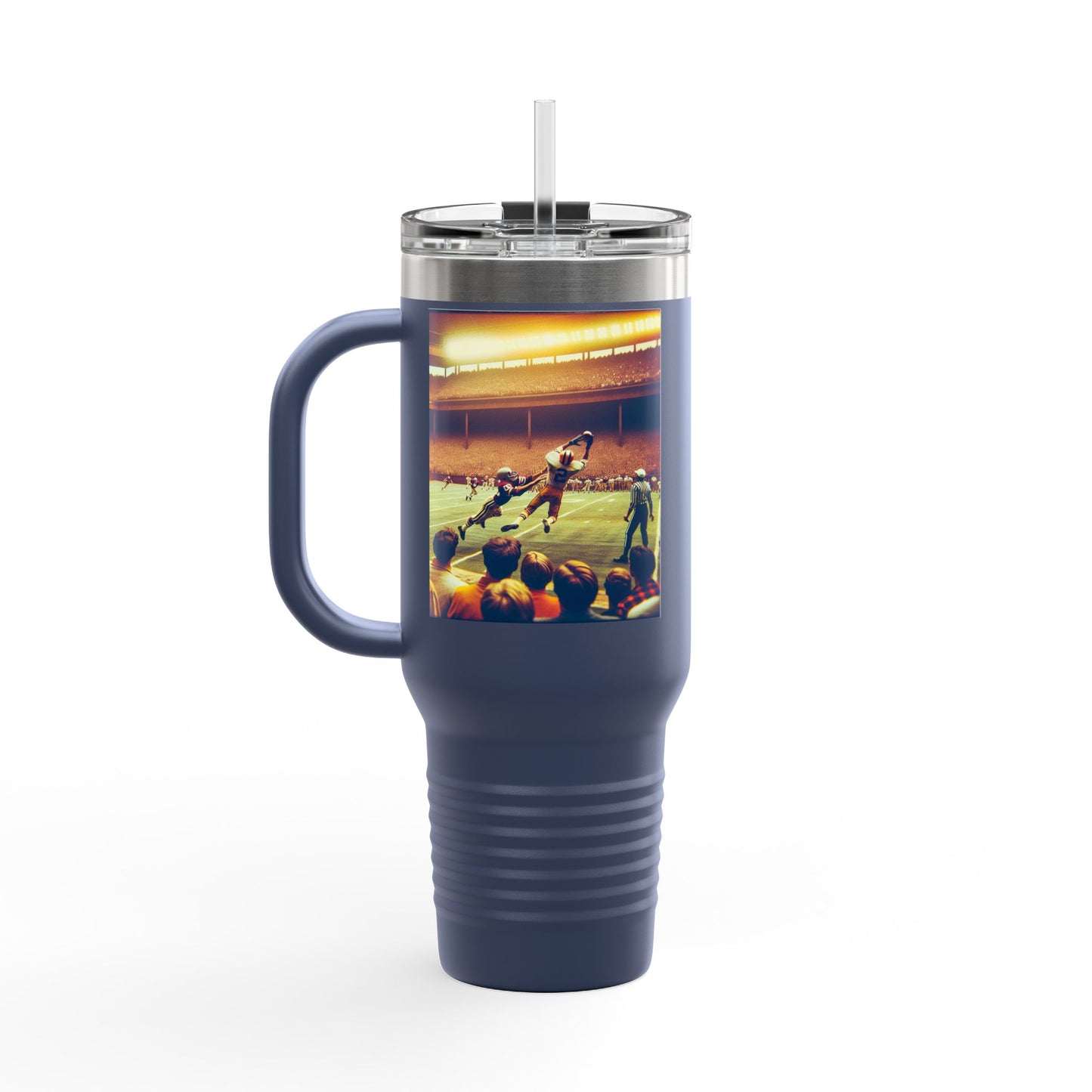 Vintage Football Insulated Travel Mug, 40oz, Perfect for Fans, Leagues, Game Day, Sports Events, Coffee, Tea, Water