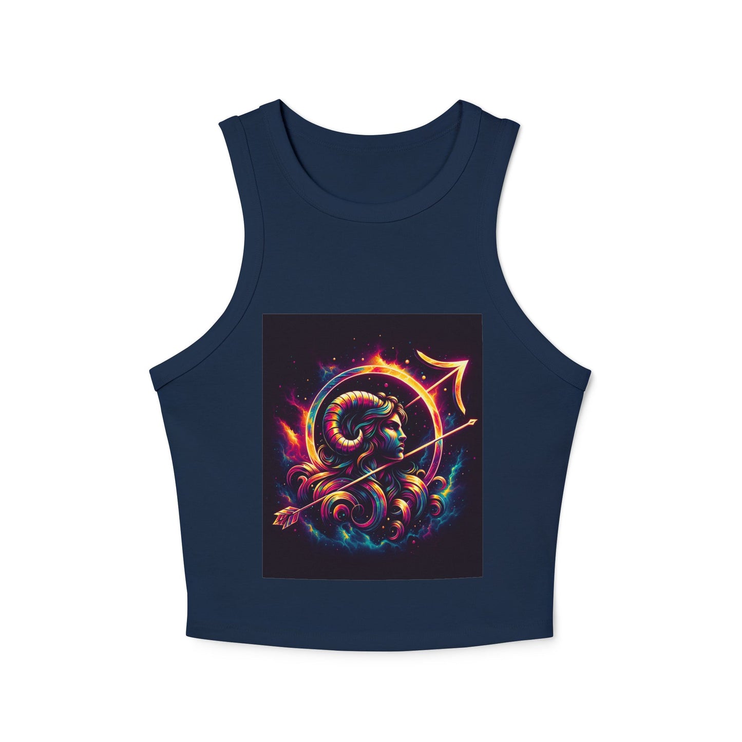 Sagittarius Women's Micro Rib Racer Tank Top - Vibrant Galaxy Design