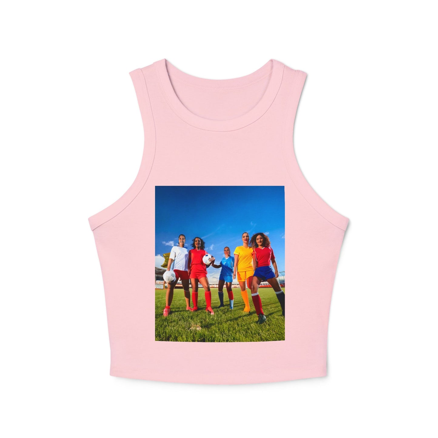 Soccer Women's Micro Rib Racer Tank Top - Vibrant Galaxy Design