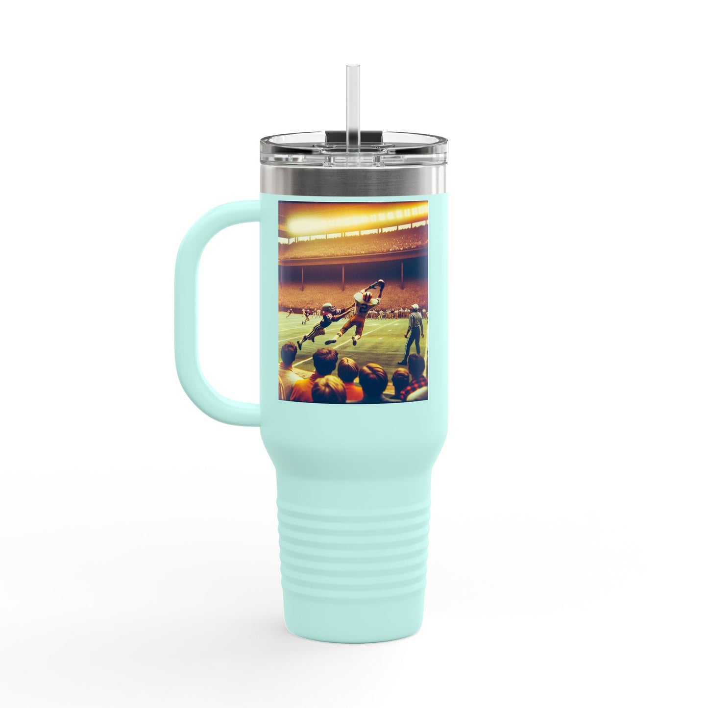 Vintage Football Insulated Travel Mug, 40oz, Perfect for Fans, Leagues, Game Day, Sports Events, Coffee, Tea, Water