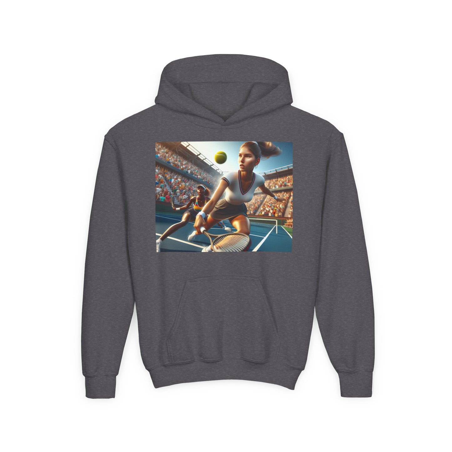Youth Tennis Champion Hoodie - Sporty Heavy Blend Sweatshirt for Young Athletes