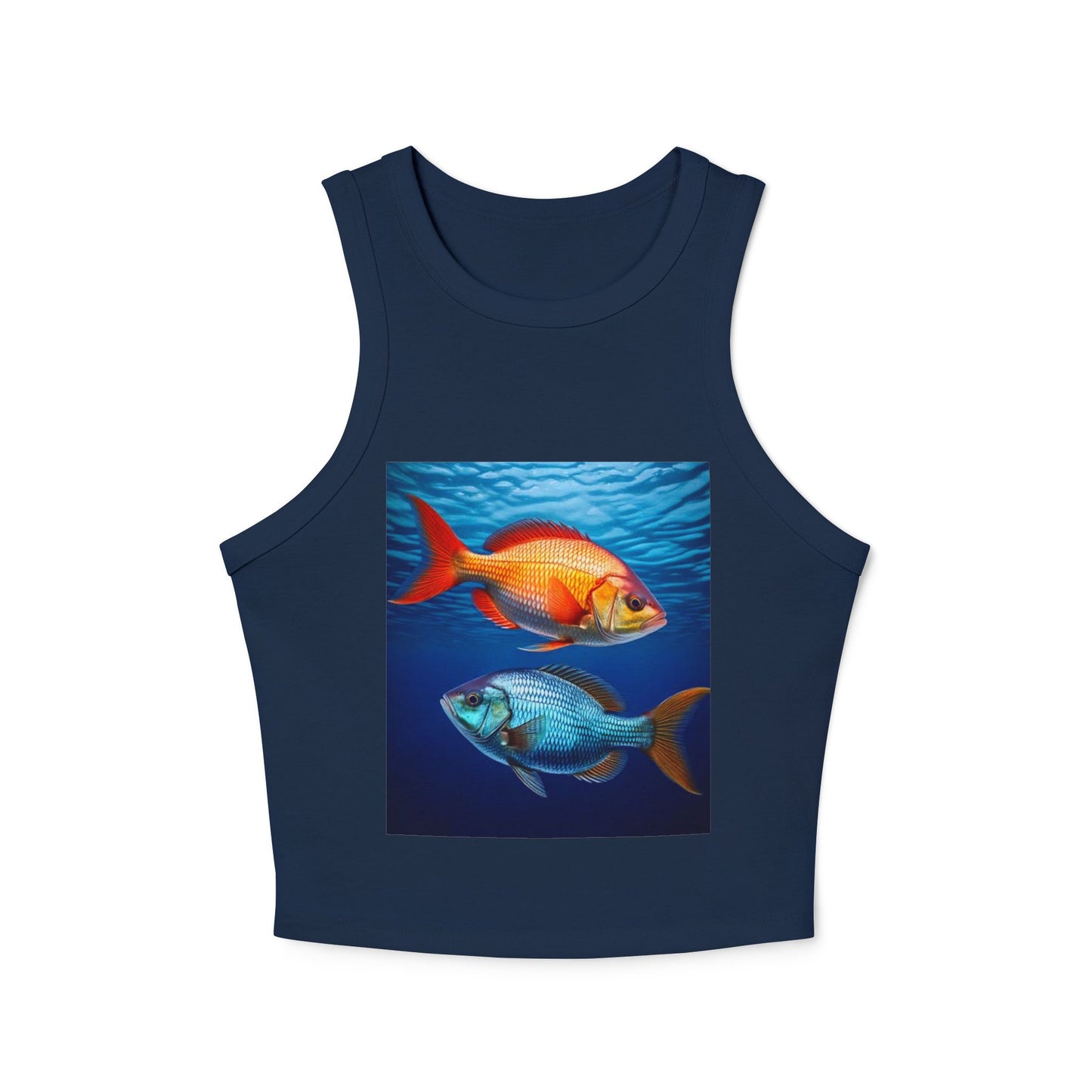 Pisces Women's Micro Rib Racer Tank Top - Summer Beach Style