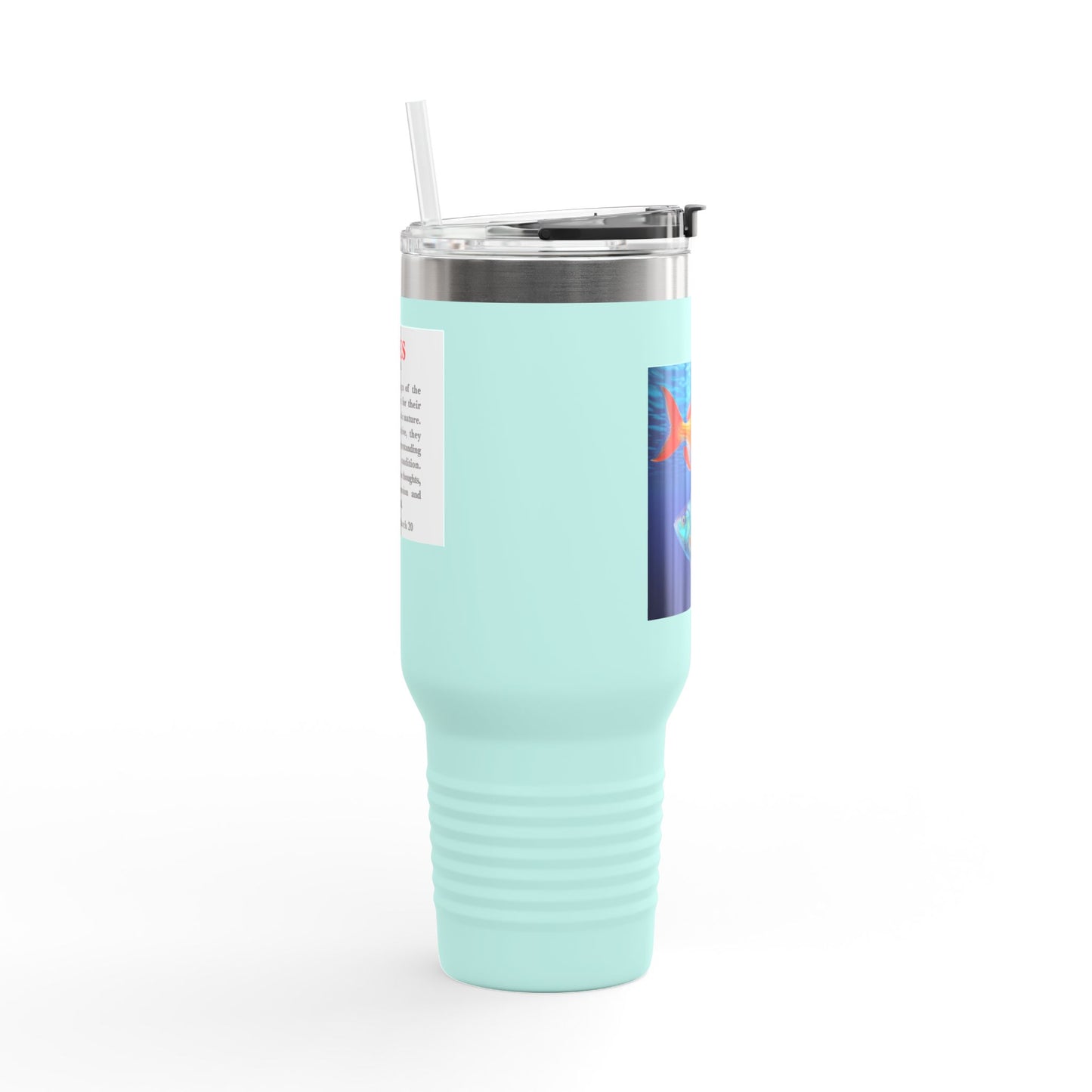 Pisces Insulated Travel Mug, 40oz, Perfect for Zodiac Fans, Coffee, Tea, Water