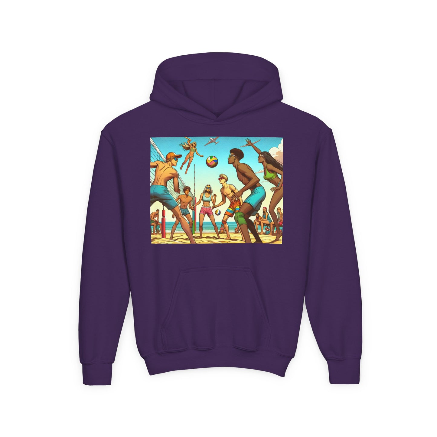 Volleyball Youth Hoodie - Sporty Heavy Blend Sweatshirt for Young Athletes