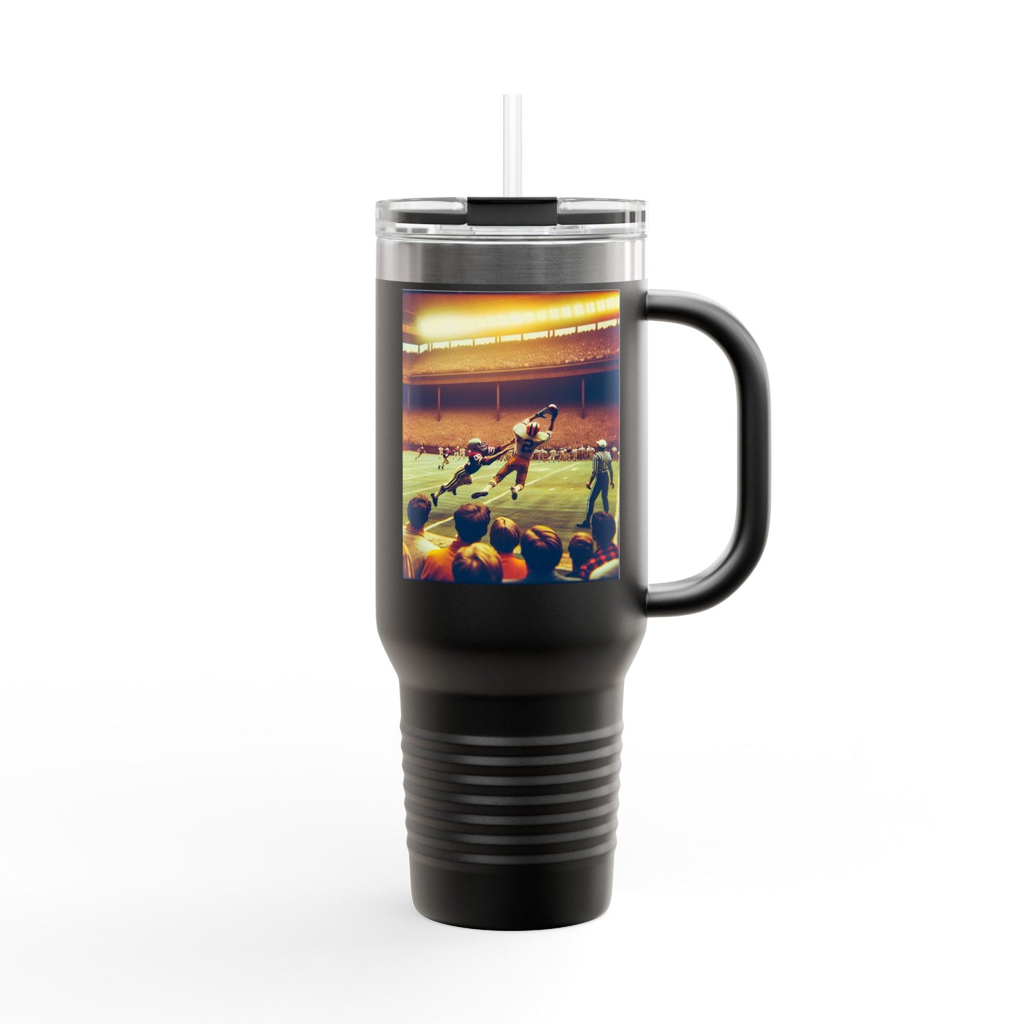 Vintage Football Insulated Travel Mug, 40oz, Perfect for Fans, Leagues, Game Day, Sports Events, Coffee, Tea, Water