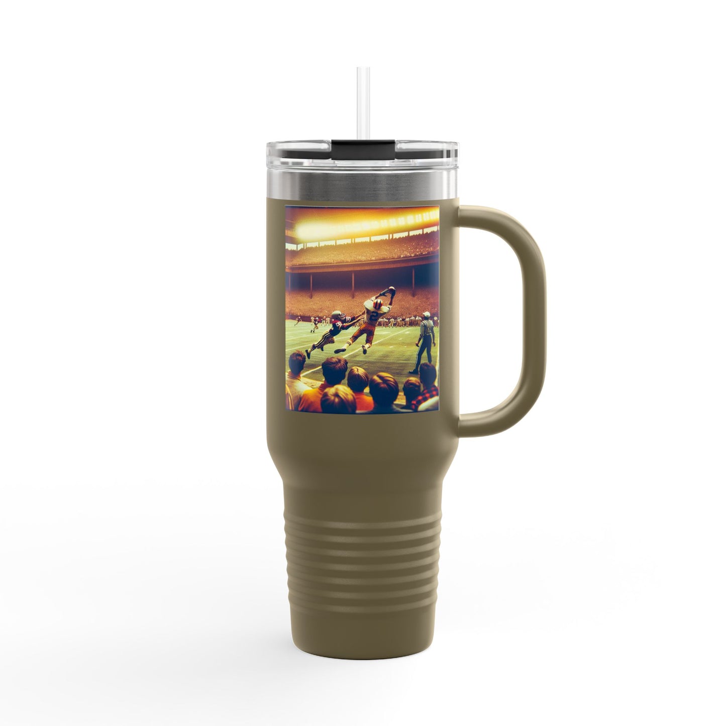 Vintage Football Insulated Travel Mug, 40oz, Perfect for Fans, Leagues, Game Day, Sports Events, Coffee, Tea, Water