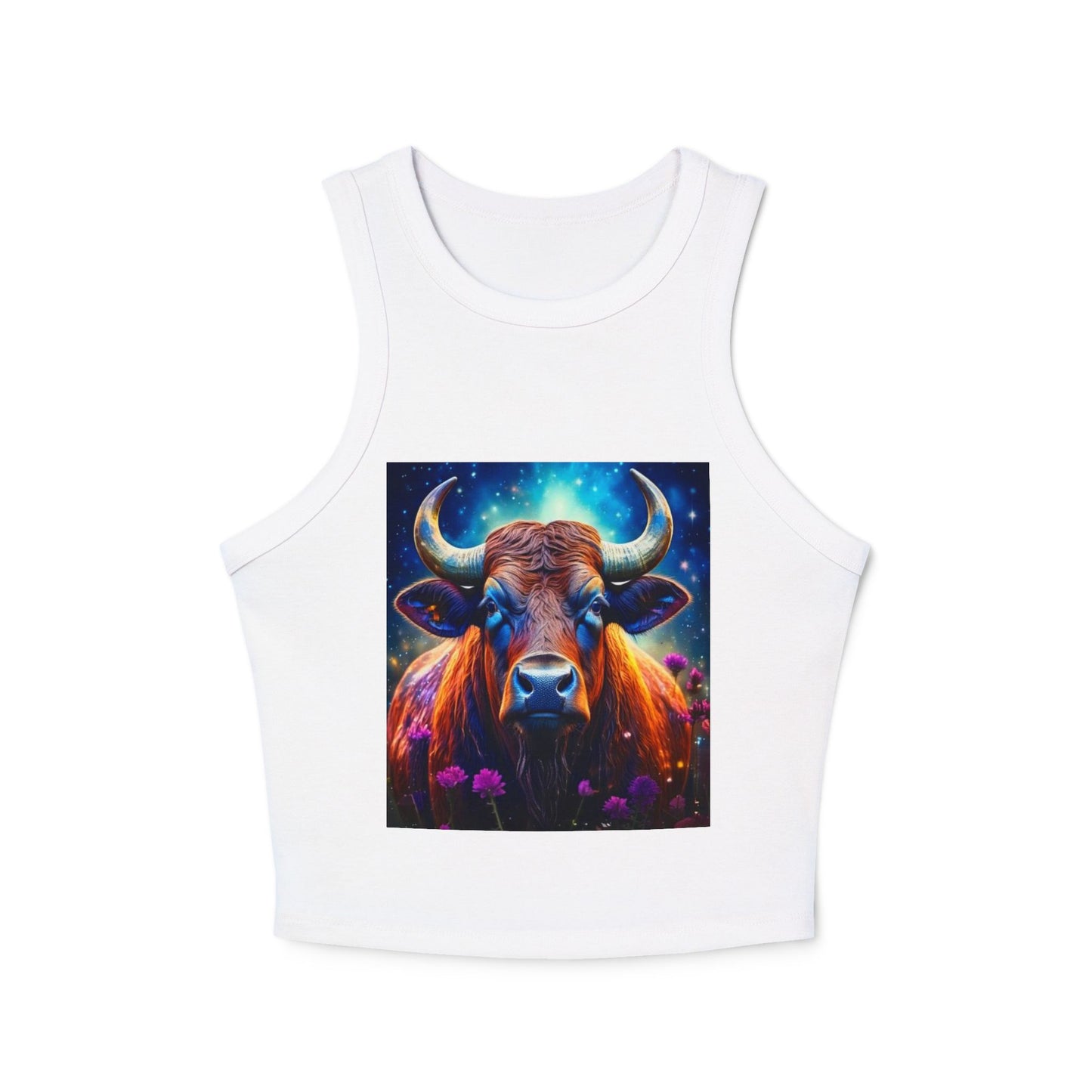 Taurus Women's Micro Rib Racer Tank Top - Vibrant Galaxy Design