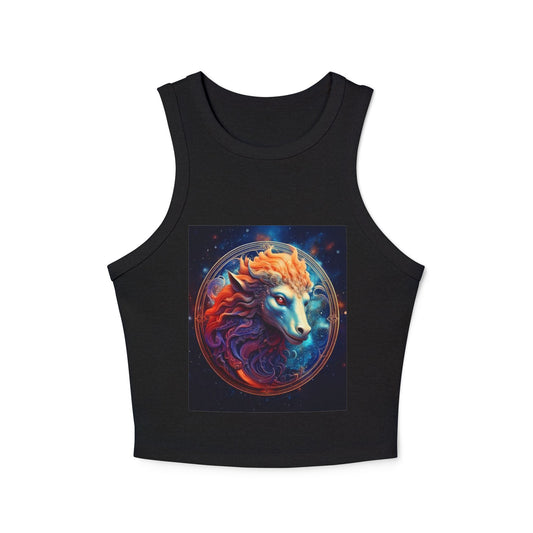 Aquarius Women's Micro Rib Racer Tank Top - Vibrant Galaxy Design