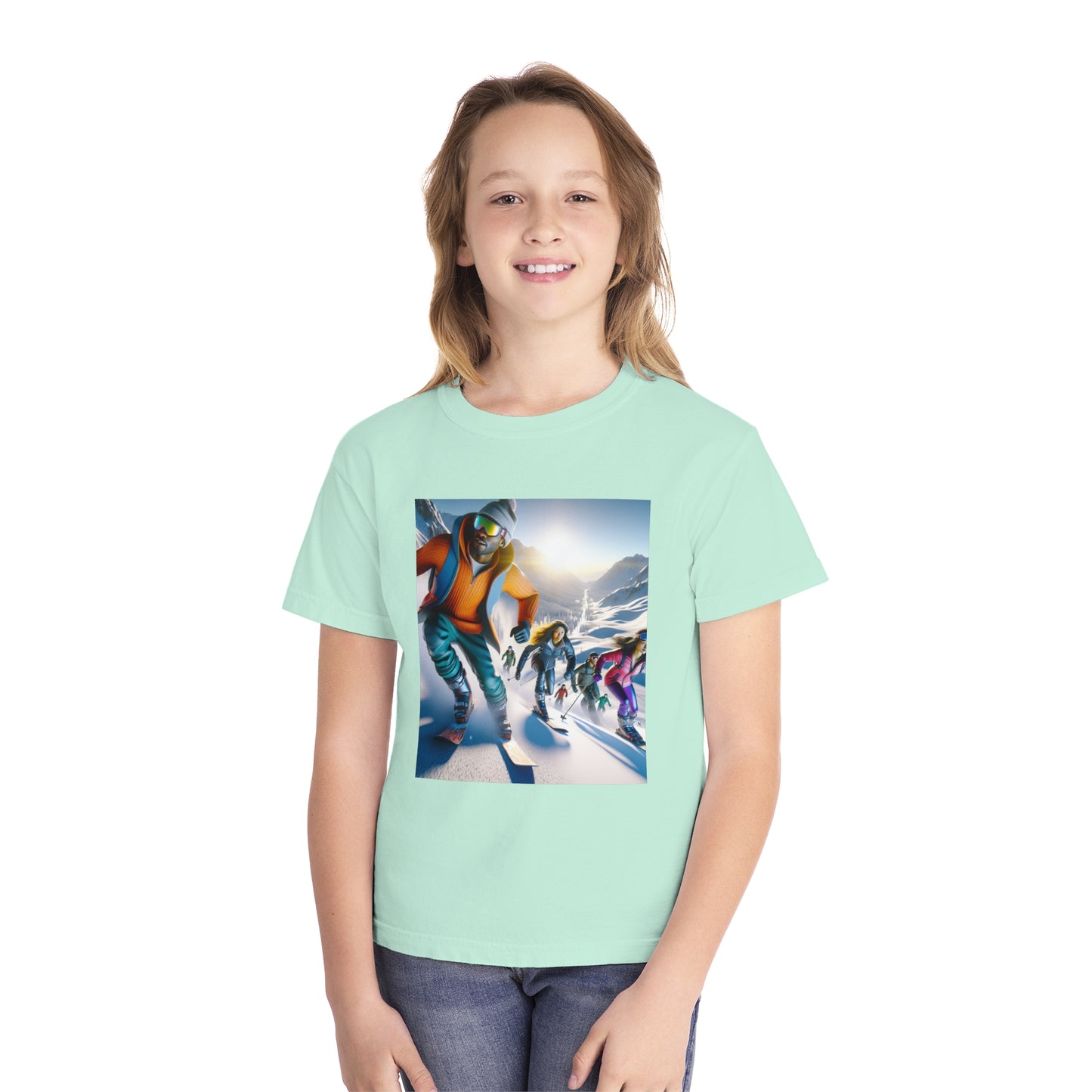 Skiing Youth Midweight Tee