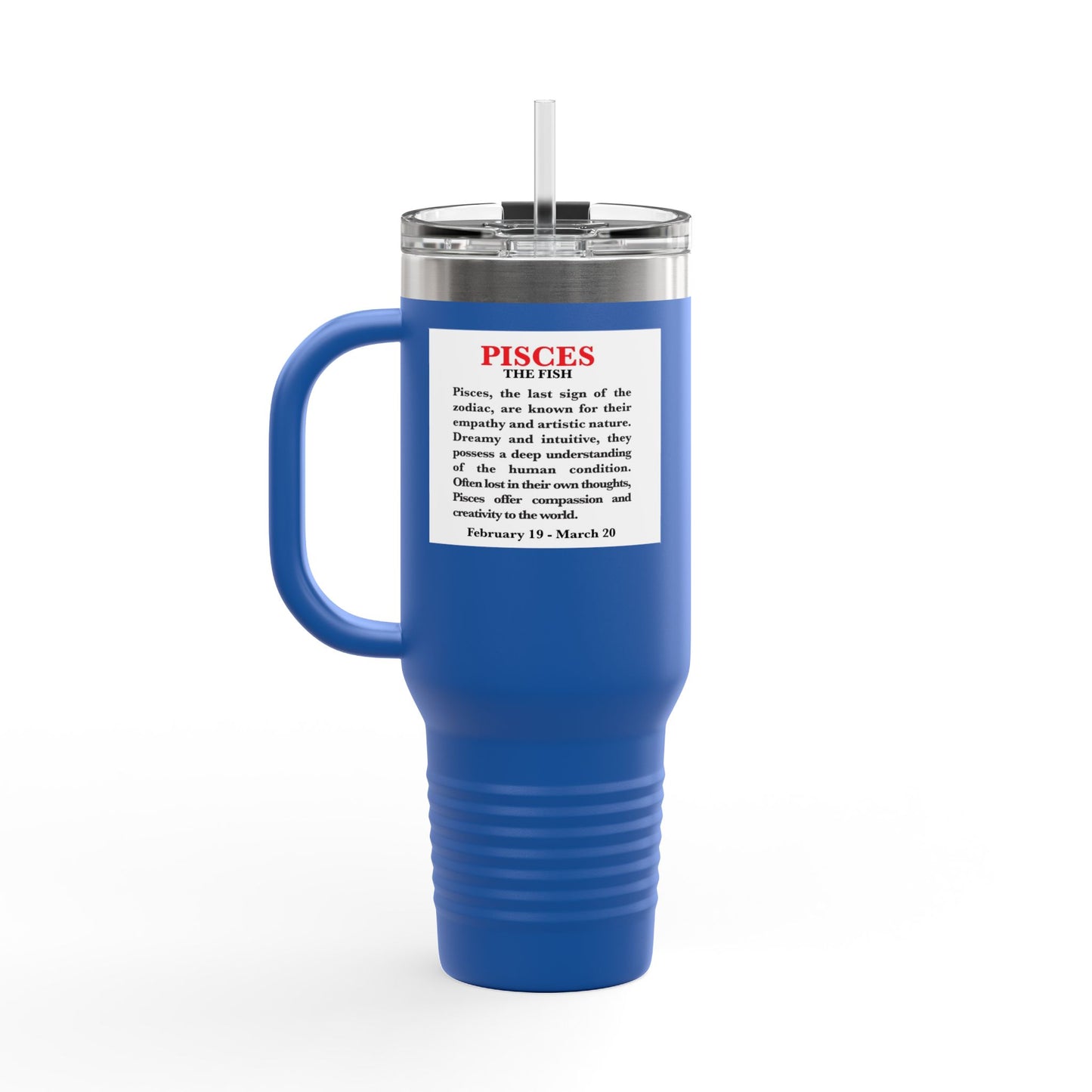 Pisces Insulated Travel Mug, 40oz, Perfect for Zodiac Fans, Coffee, Tea, Water