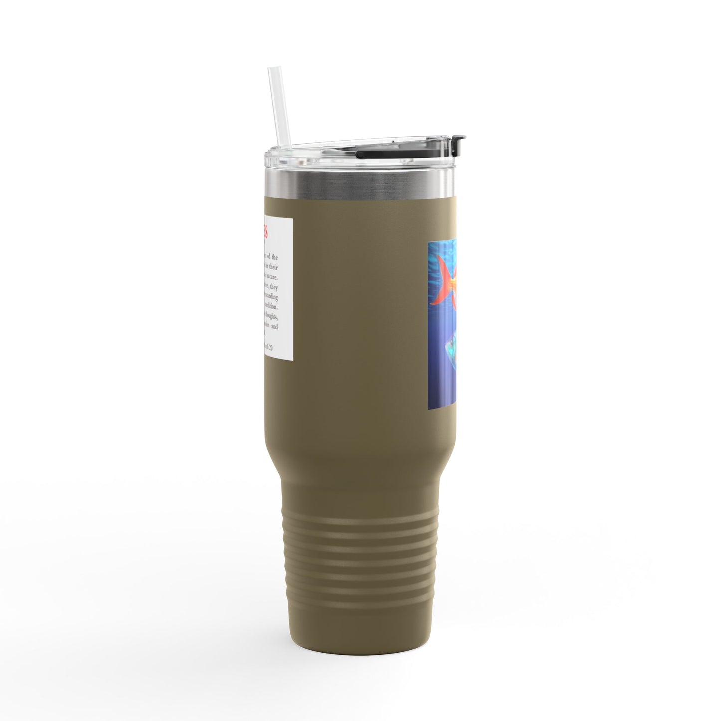 Pisces Insulated Travel Mug, 40oz, Perfect for Zodiac Fans, Coffee, Tea, Water