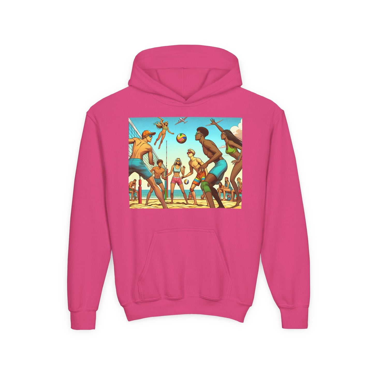 Volleyball Youth Hoodie - Sporty Heavy Blend Sweatshirt for Young Athletes