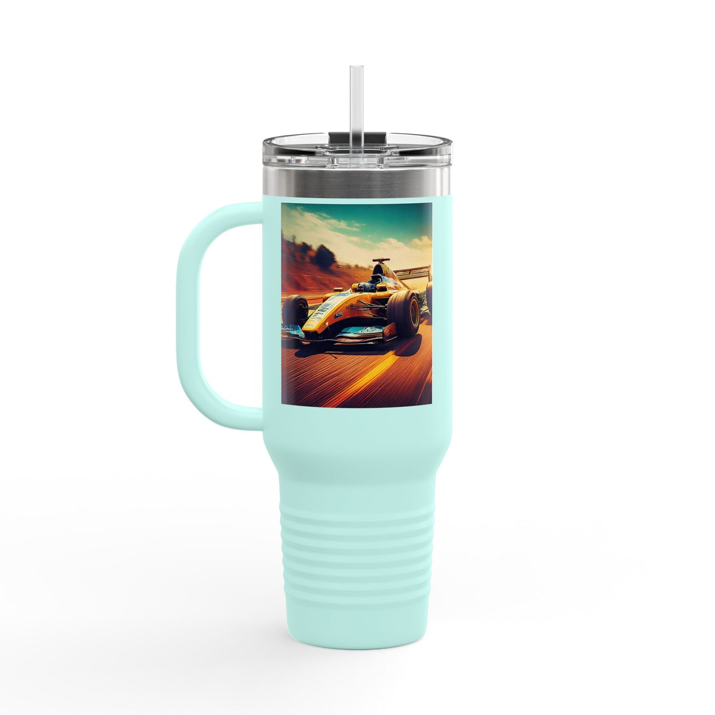 Vintage F1 Insulated Travel Mug, 40oz, Perfect for Fans, Sports Events, Coffee, Tea, Water