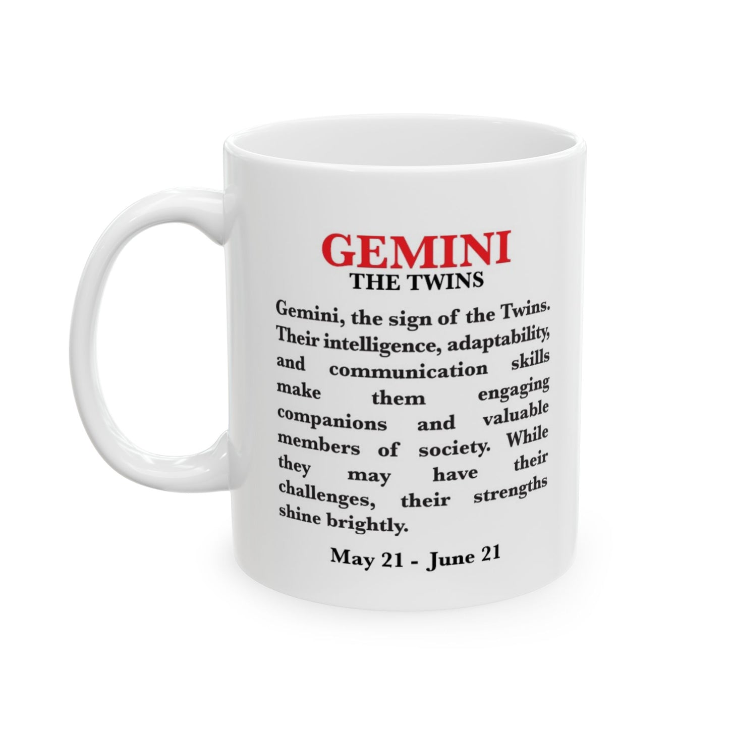 Gemini Zodiac Ceramic Mug, Astrology Coffee Cup, Horoscope Drinkware for Gemini Lovers, May/June Birthday Gift, Star Sign Mug
