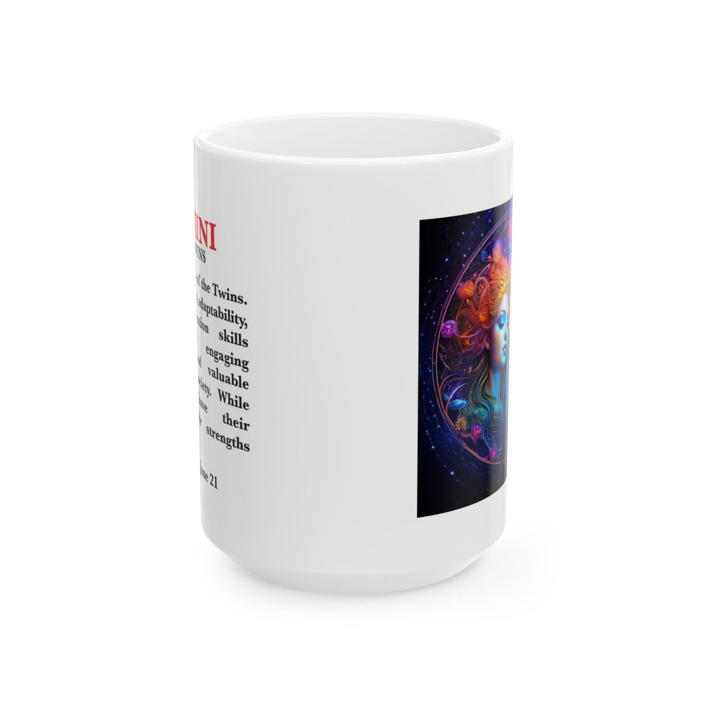 Gemini Zodiac Ceramic Mug, Astrology Coffee Cup, Horoscope Drinkware for Gemini Lovers, May/June Birthday Gift, Star Sign Mug