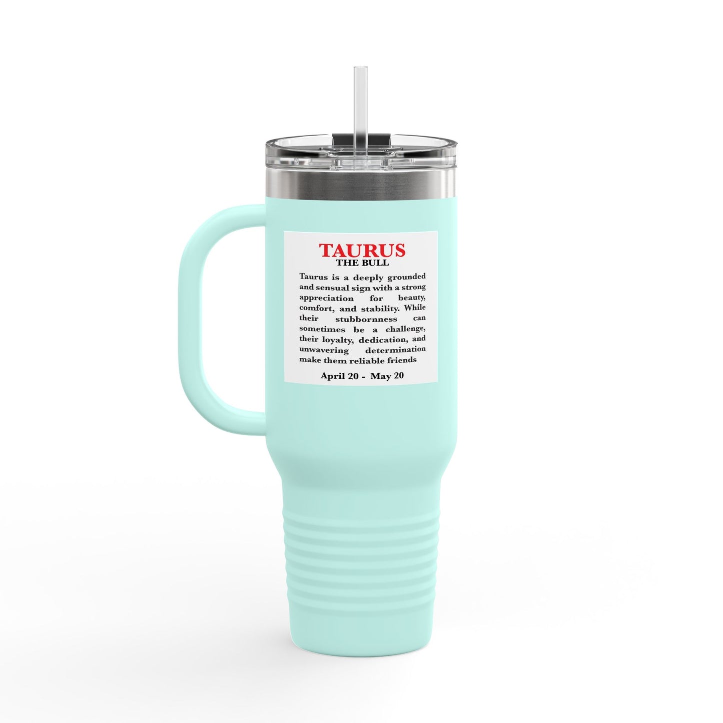 Taurus Insulated Travel Mug, 40oz, Perfect for Zodiac Fans, Coffee, Tea, Water