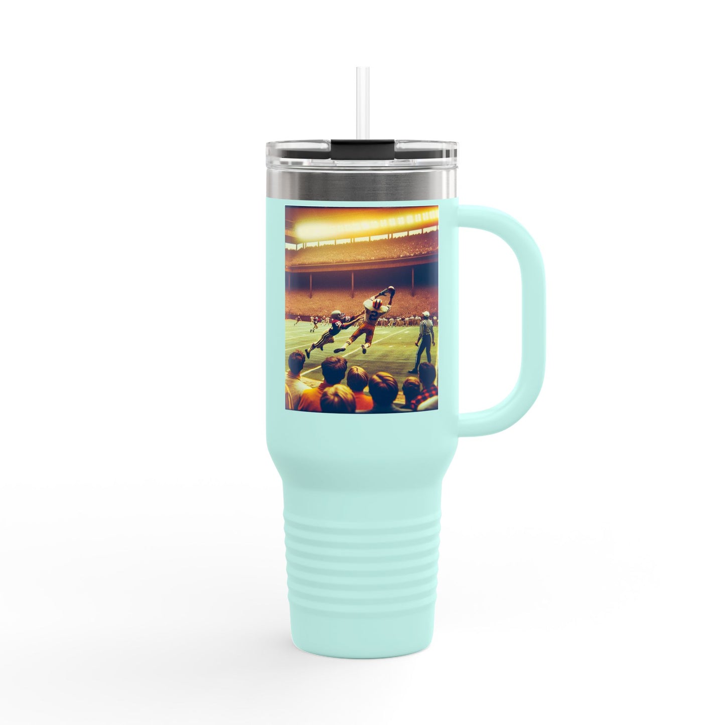Vintage Football Insulated Travel Mug, 40oz, Perfect for Fans, Leagues, Game Day, Sports Events, Coffee, Tea, Water