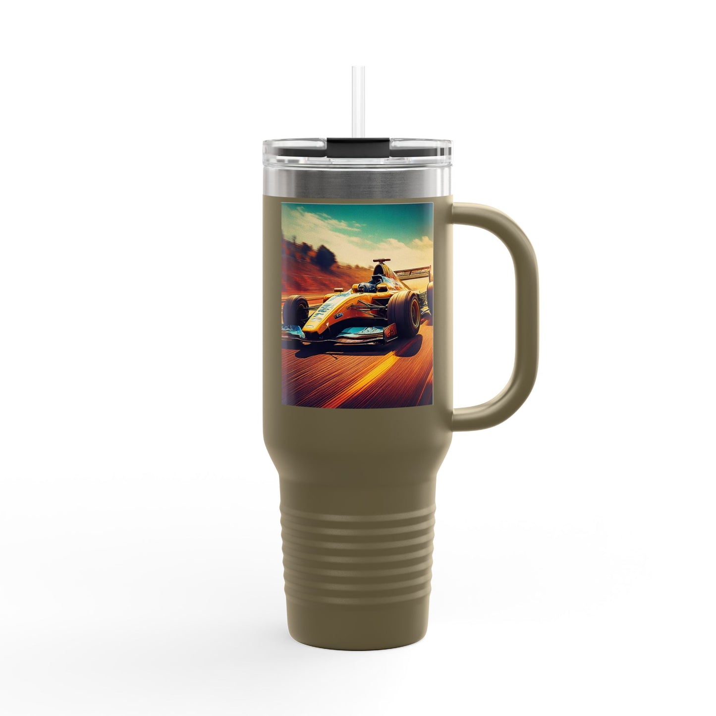 Vintage F1 Insulated Travel Mug, 40oz, Perfect for Fans, Sports Events, Coffee, Tea, Water