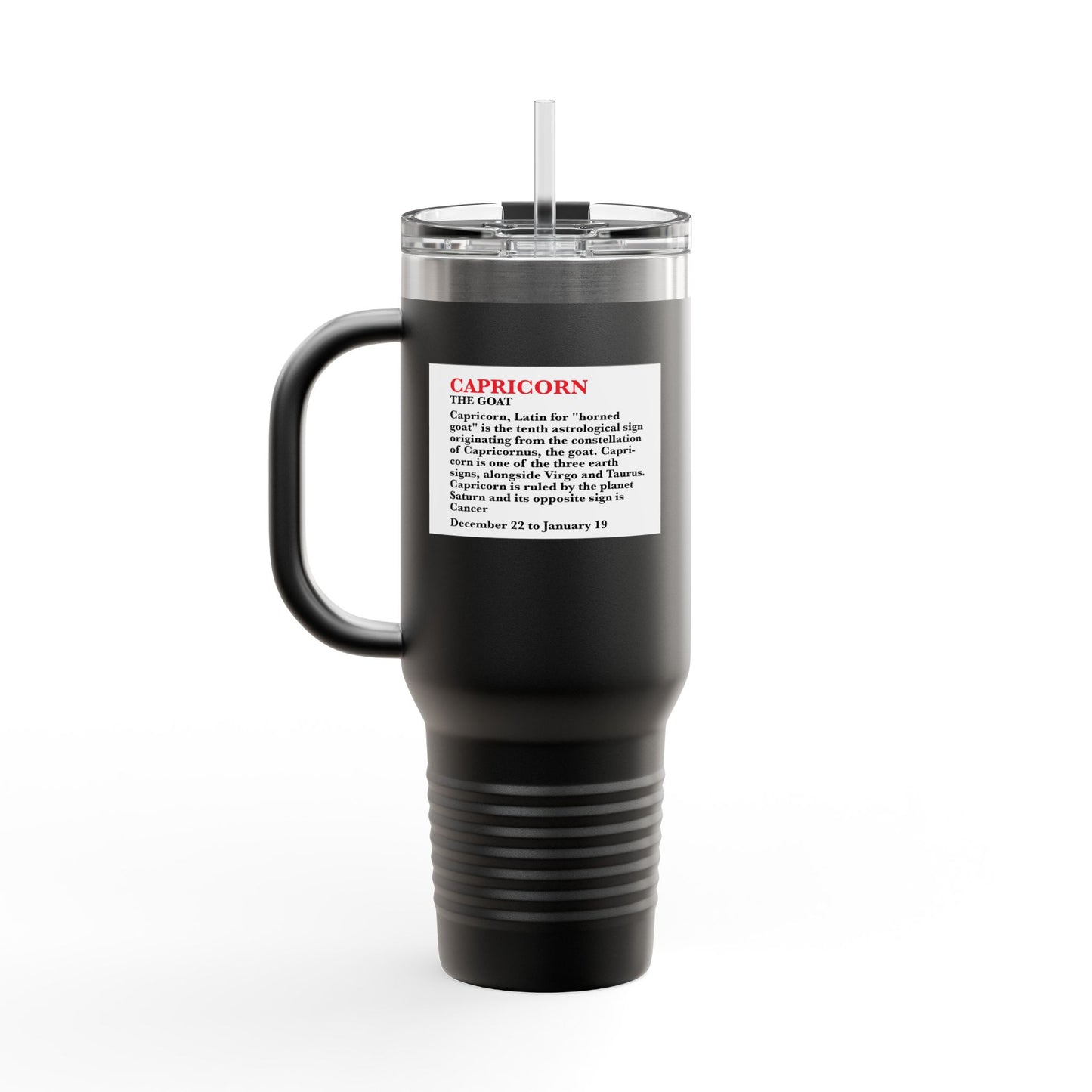 Capricorn Insulated Travel Mug, 40oz, Perfect for Zodiac Fans, Coffee, Tea, Water