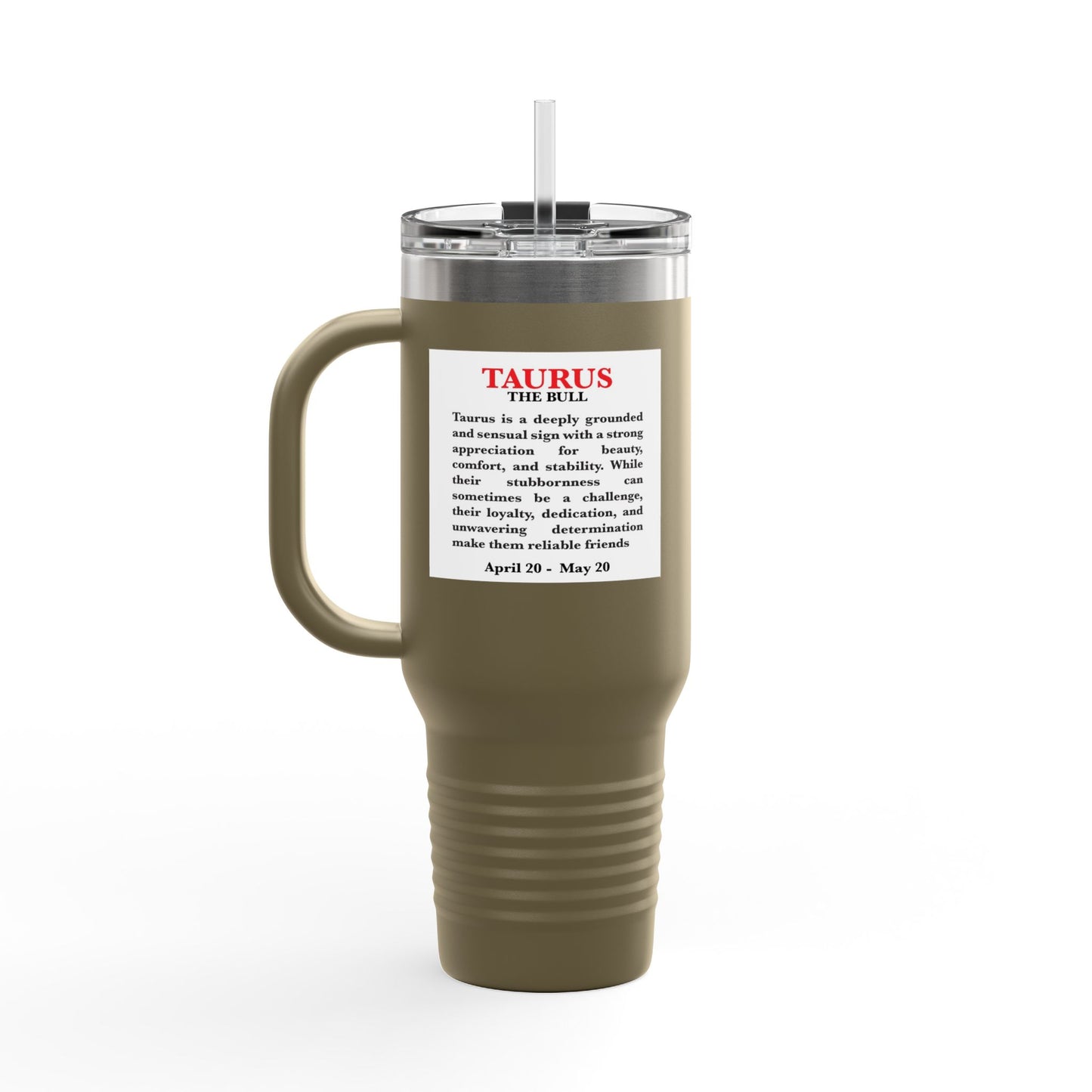 Taurus Insulated Travel Mug, 40oz, Perfect for Zodiac Fans, Coffee, Tea, Water