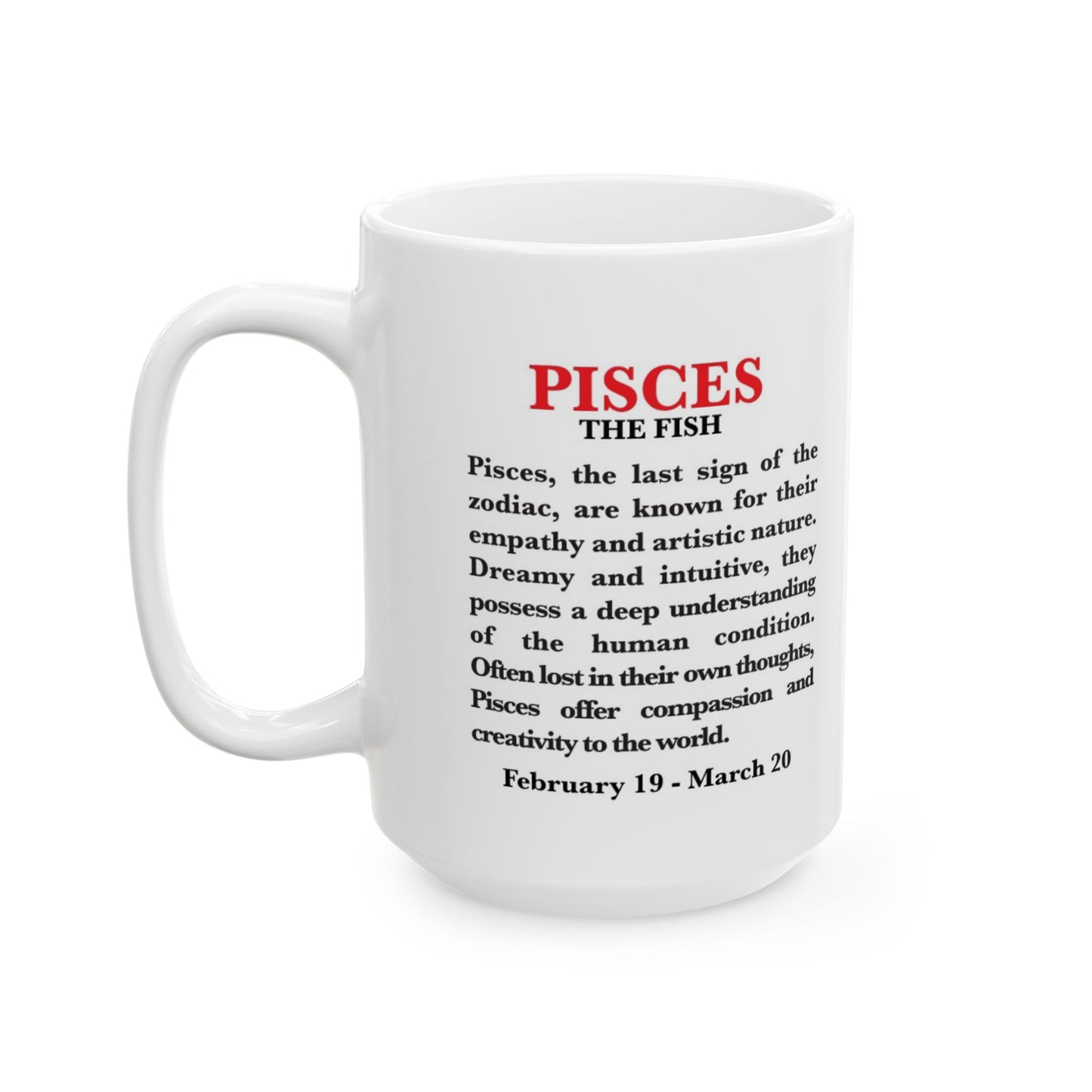 Pisces Zodiac Ceramic Mug, Astrology Coffee Cup, Horoscope Drinkware for Pisces Lovers, February/March Birthday Gift, Star Sign Mug