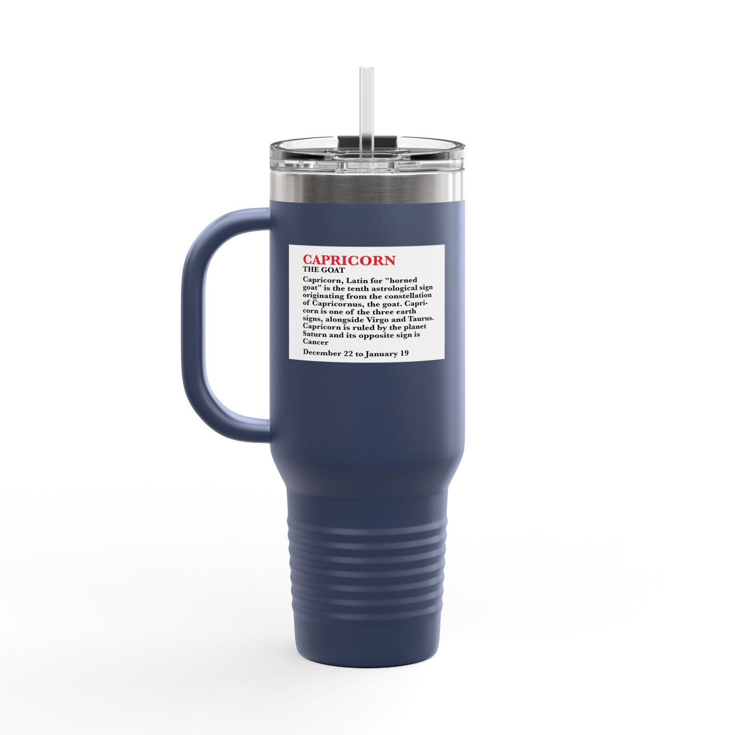 Capricorn Insulated Travel Mug, 40oz, Perfect for Zodiac Fans, Coffee, Tea, Water