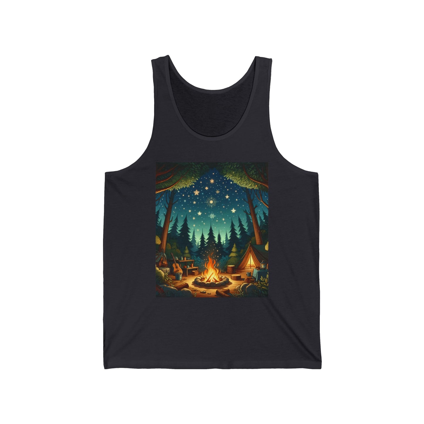 Camping Unisex Jersey Tank Top - Perfect for Festivals & Casual Wear