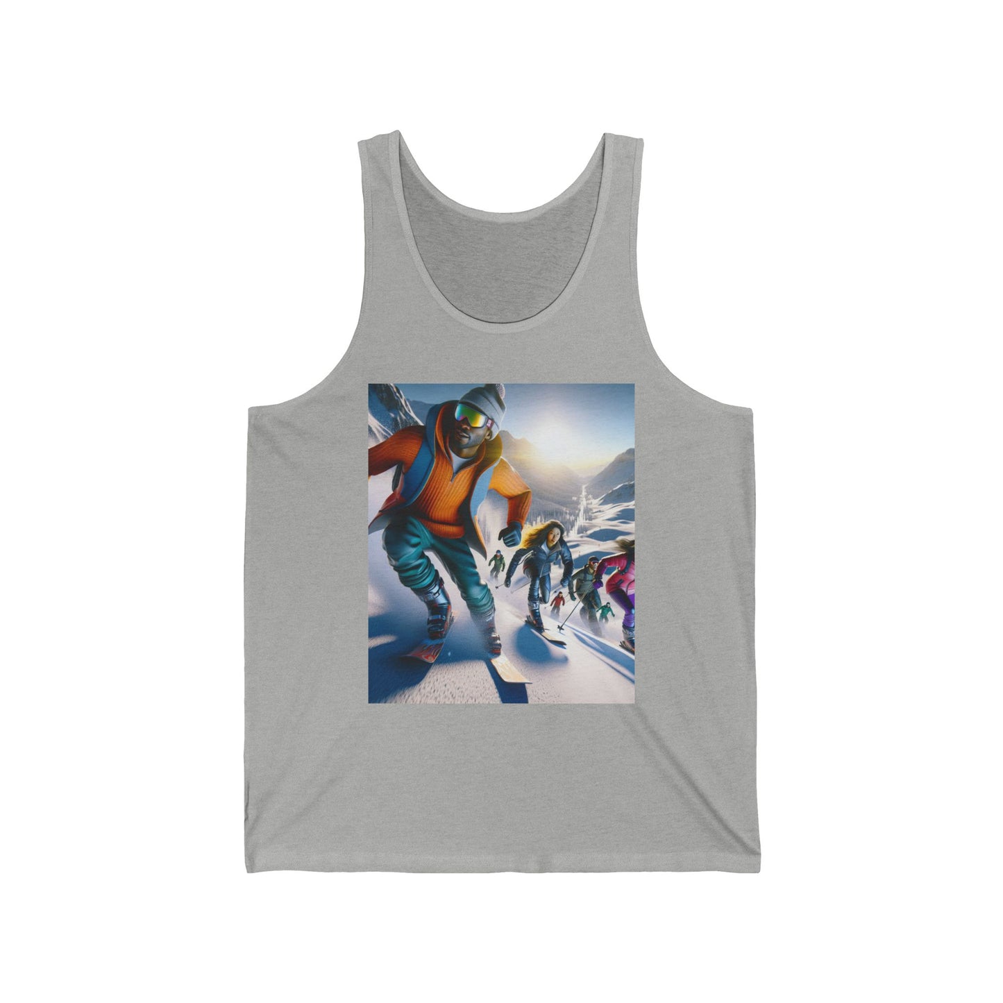 Skiing Unisex Jersey Tank Top - Perfect for Festivals & Casual Wear