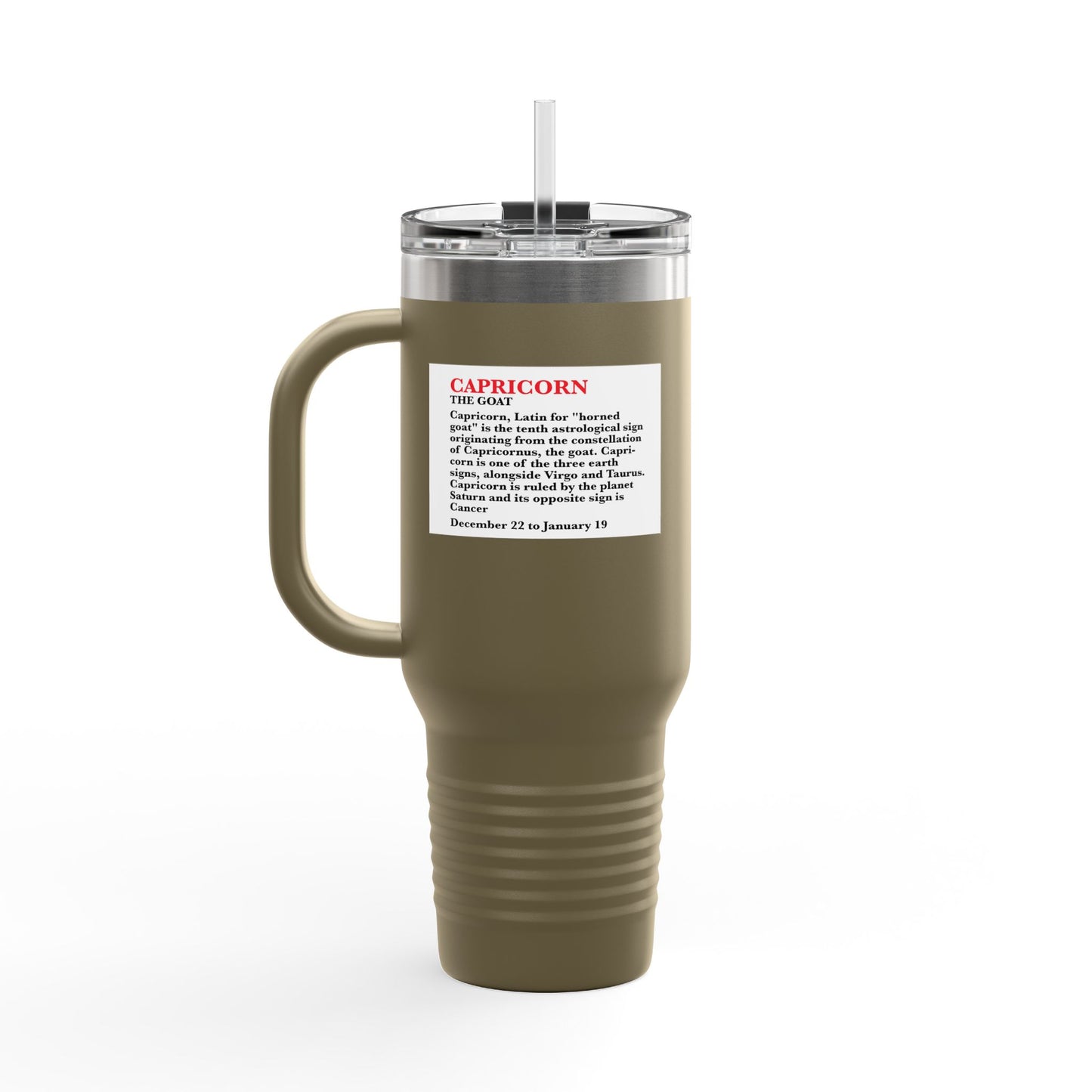 Capricorn Insulated Travel Mug, 40oz, Perfect for Zodiac Fans, Coffee, Tea, Water