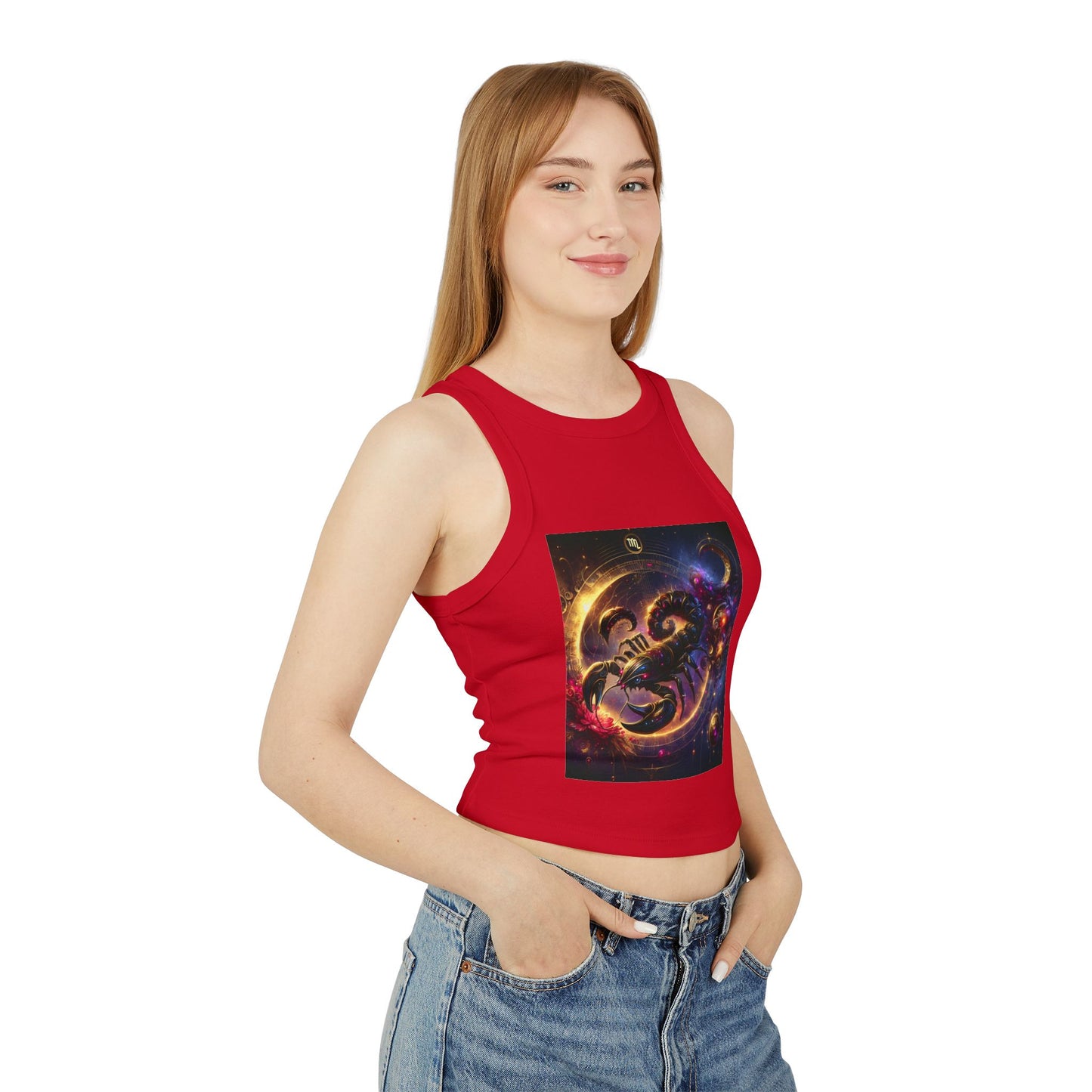 Scorpio Women's Micro Rib Racer Tank Top - Vibrant Galaxy Design